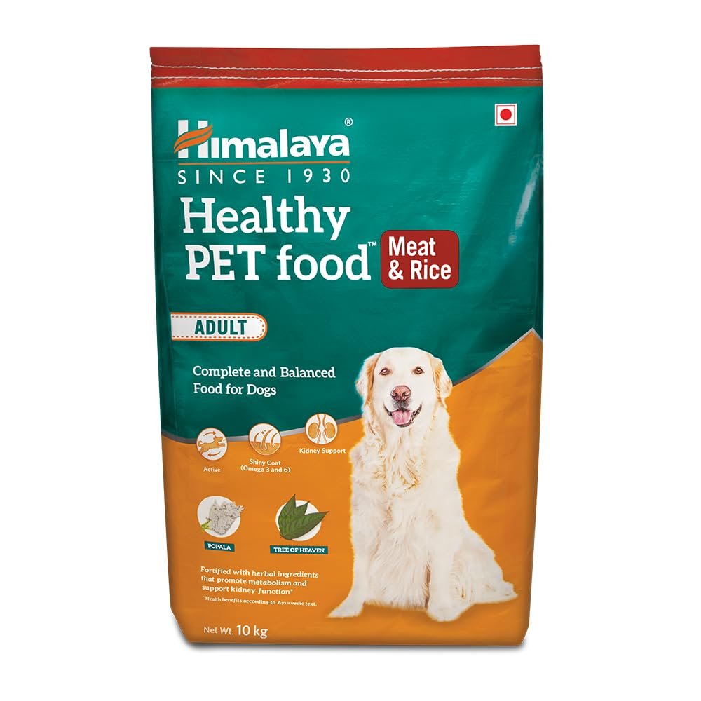 Himalaya Healthy PET Food for Adult Dogs | Meat & Rice | 10kg | Complete & Balanced Nutrition with Mountain Knot Grass, Tree