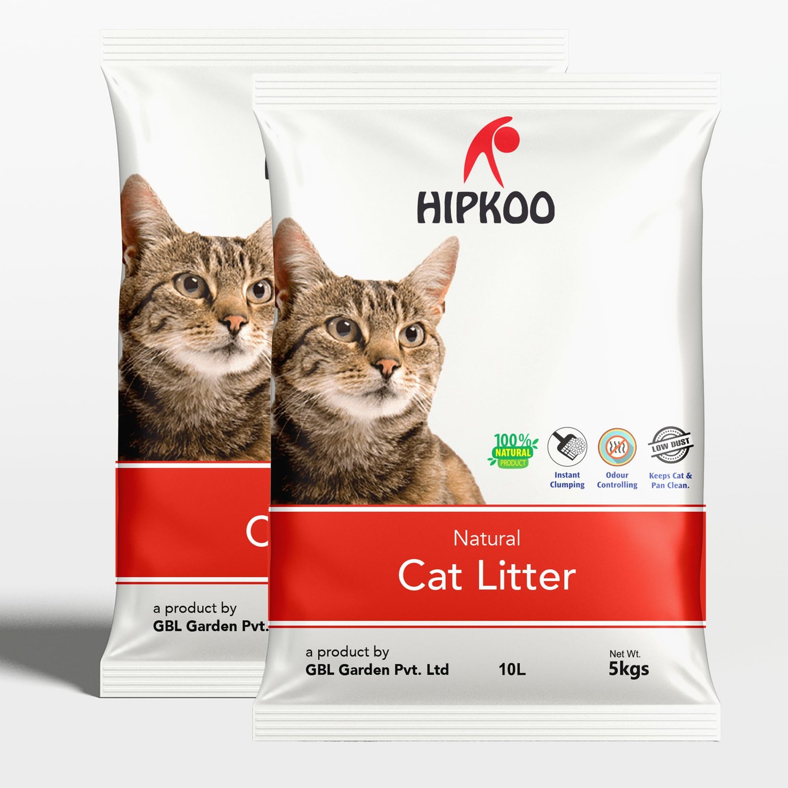 Hipkoo Exclusive Cat Litter 10Kg 100% Natural Unscented Bentonite Clay Dust Free Fragrance Free Absorbent Eco-Friendly Sand f