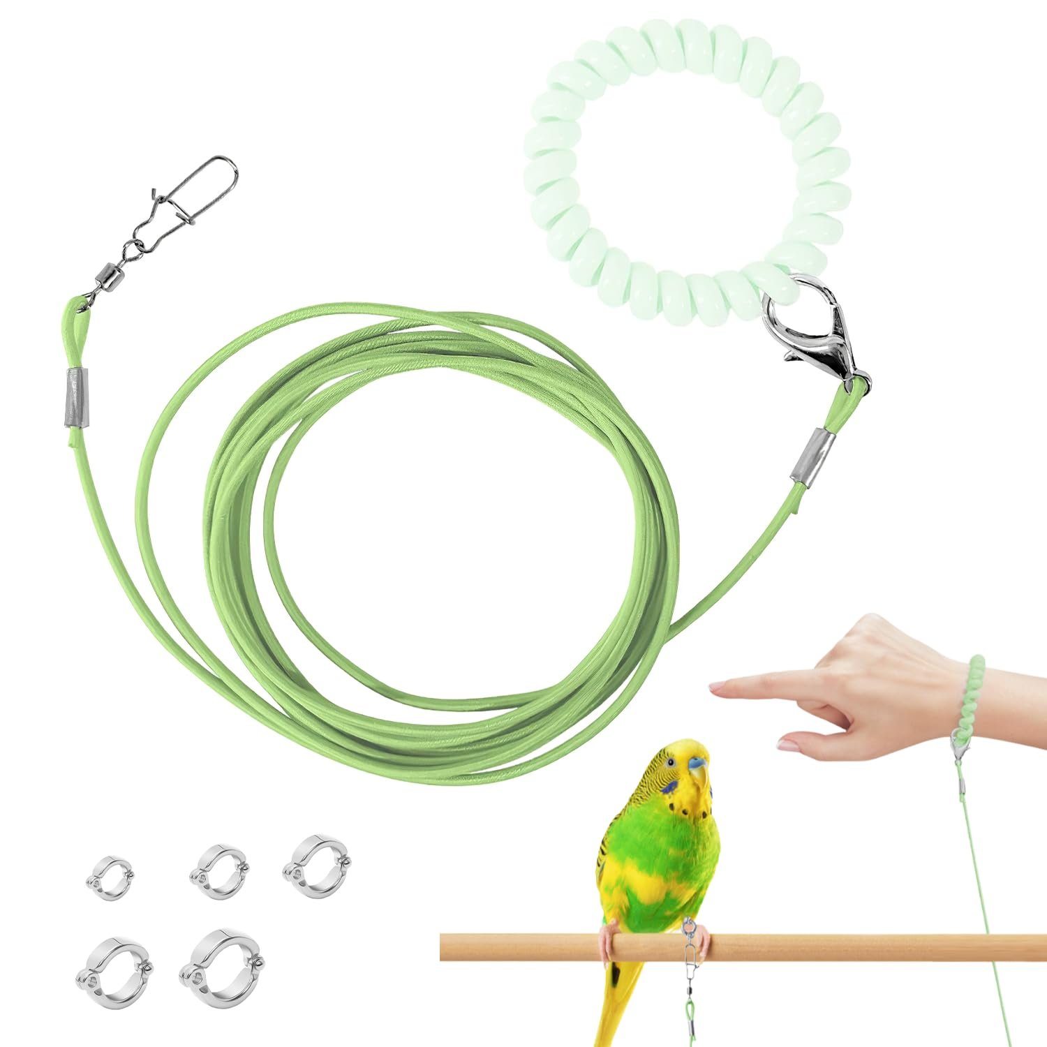 Homeaura 3m Lightweight Bird Harness with Leash and 5Pcs Secure Leg Rings Lightweight Design | Secure Fit | Comfortable Wear