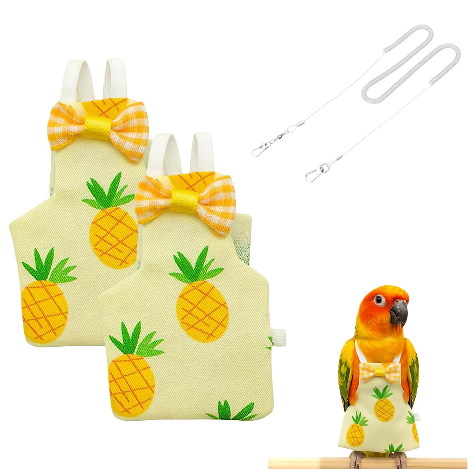 Homeaura Parrot Clothes with Leash Adjustable Fit | Lightweight Fabric | Reusable | Washable | Escape Prevention