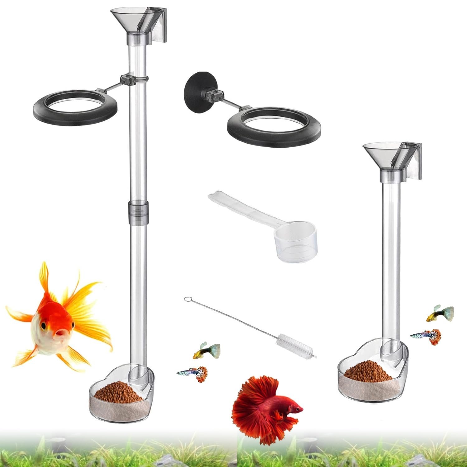 Jainsons Pet Products Aquarium Feeding Tube Set BL-846 | Adjustable Height Feeder with Funnel, Floating Feeding Ring & Access