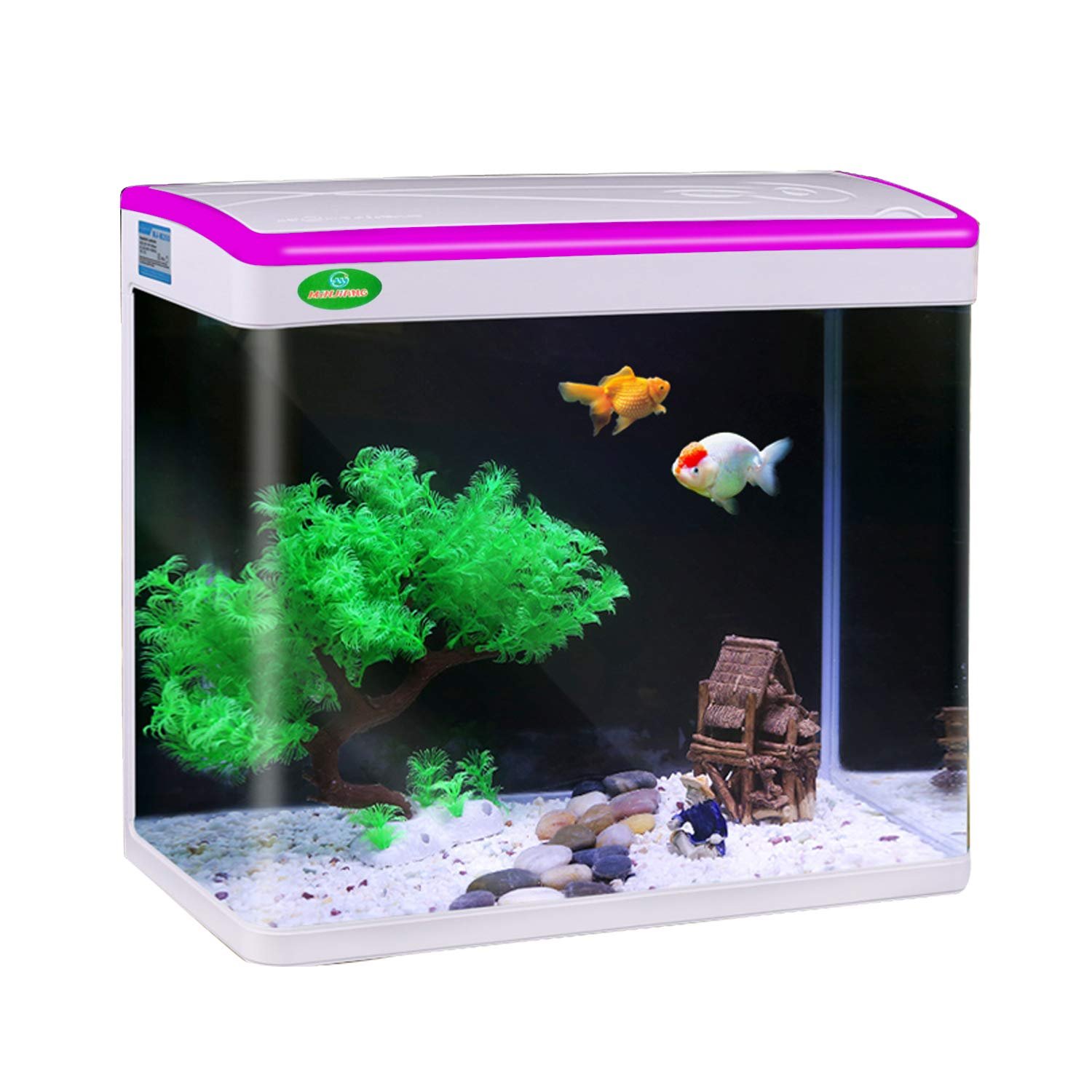 JAINSONS PET PRODUCTS Fish Tank Mini Aquarium, with Finger Touch Color Change LED Small Size 8 Liter(Color May Vary)