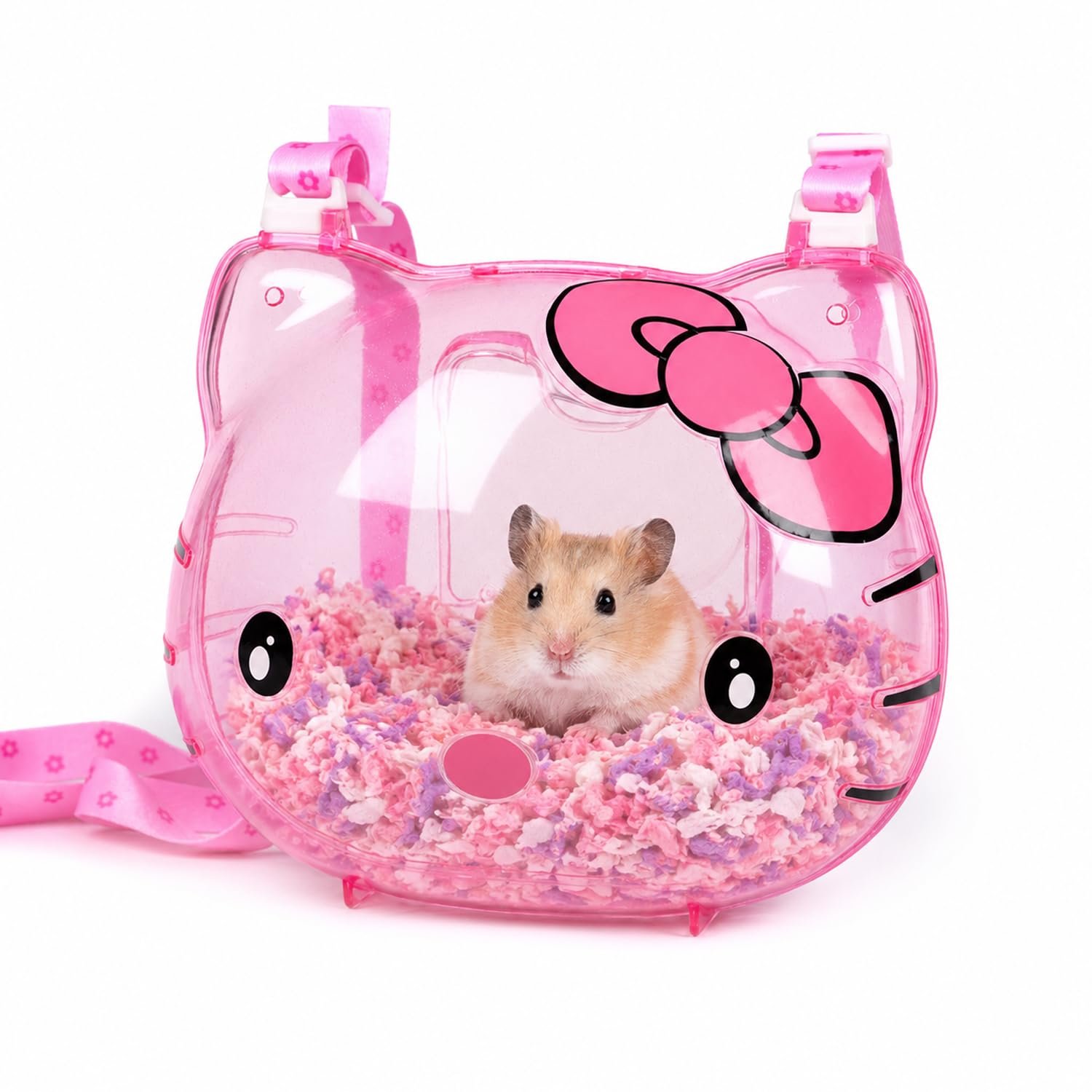 Jainsons Pet Products Kitty Transparent Acrylic Hamster Travel Cage | 24 x 20 x 15 cm | Portable Pet Carrier with Adjustable