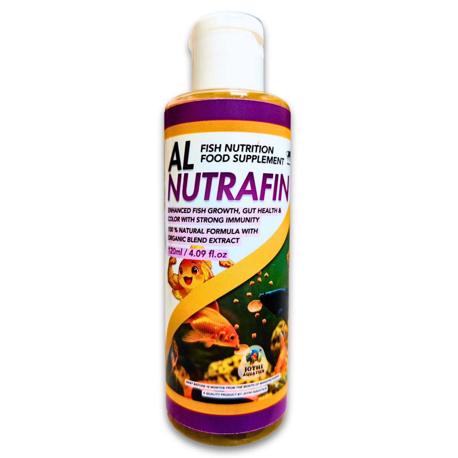 Jothi Aquatics AL Nutrafin 120ml Aquarium Fish Food Liquid Supplement | Health, Nutrition, Medicinal Support | Enhanced Growt