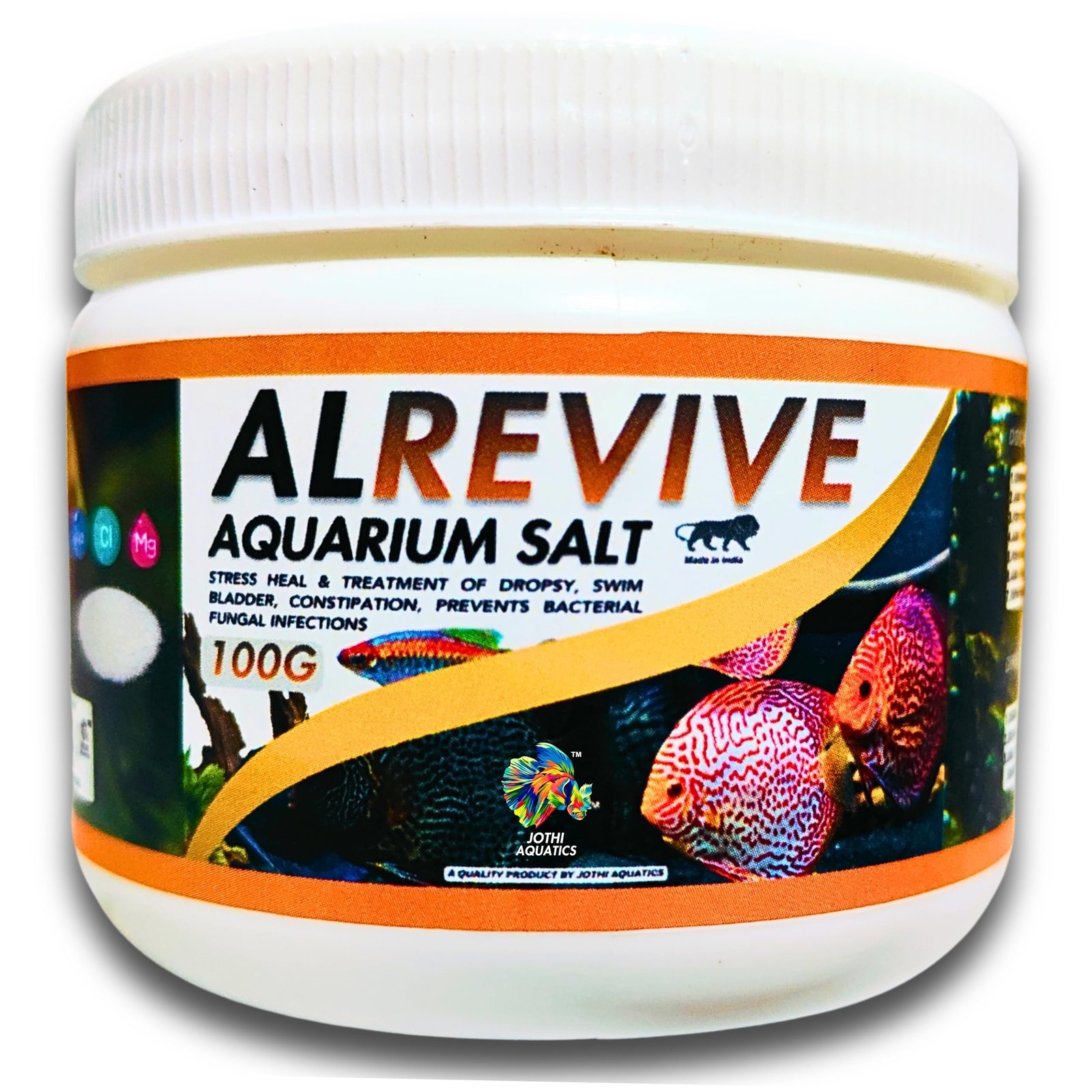 Jothi Aquatics AL Revive 100g Aquarium Salt for Fish Tank Treatment, Water Conditioning, Medicine, pH Buffer & Stress Heal