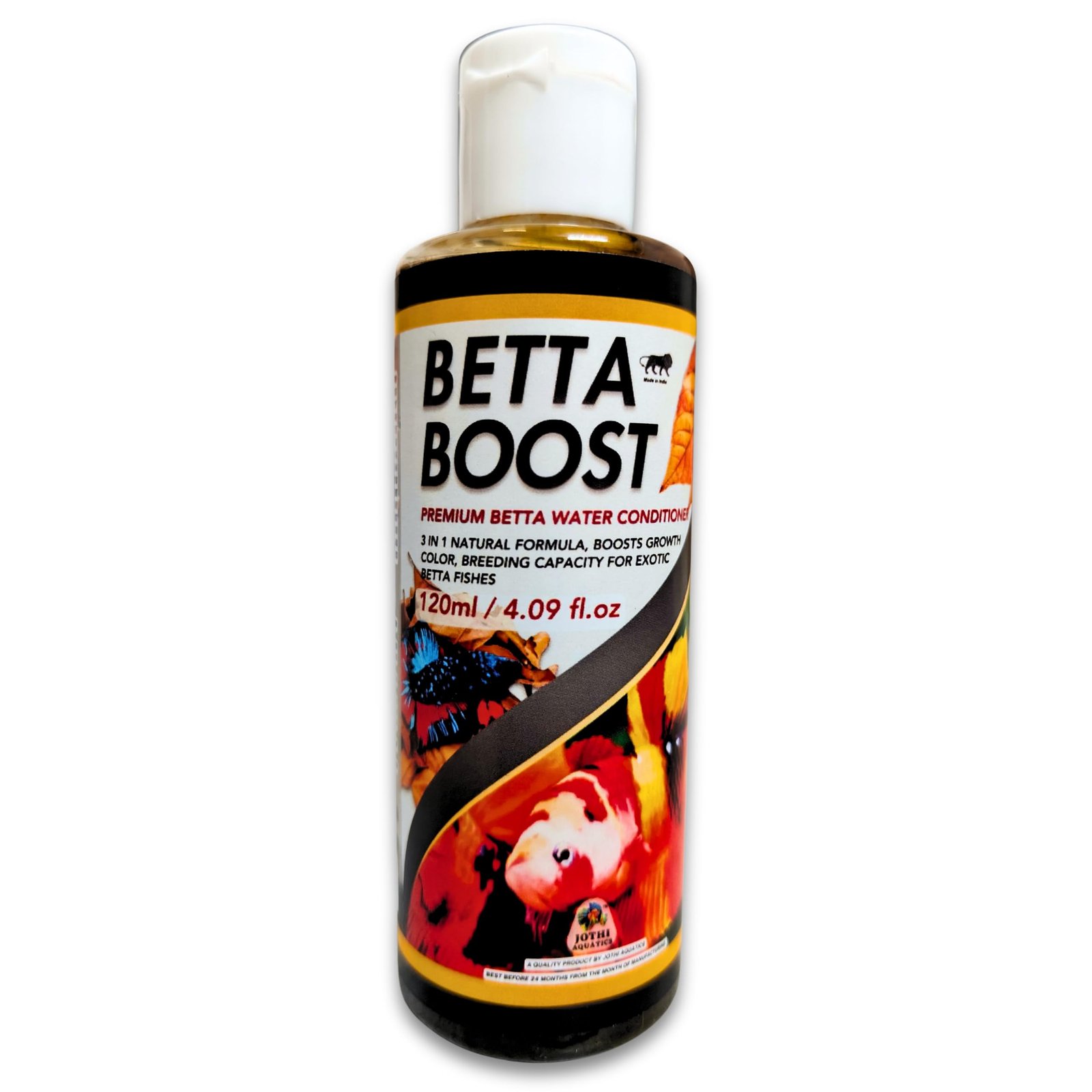 Jothi Aquatics Betta Boost Natural Betta Fish Tank Medicine, Aquarium Water Conditioner & Supplement 120ml | Anti-Bacterial,