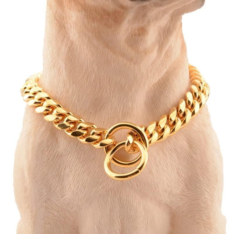 KarePaws Dog Collar Chain/Brass Golden Chrome Plated 4mm Dog Collar for Large & Medium Size Dogs Length of Choke Chain 4mm/24