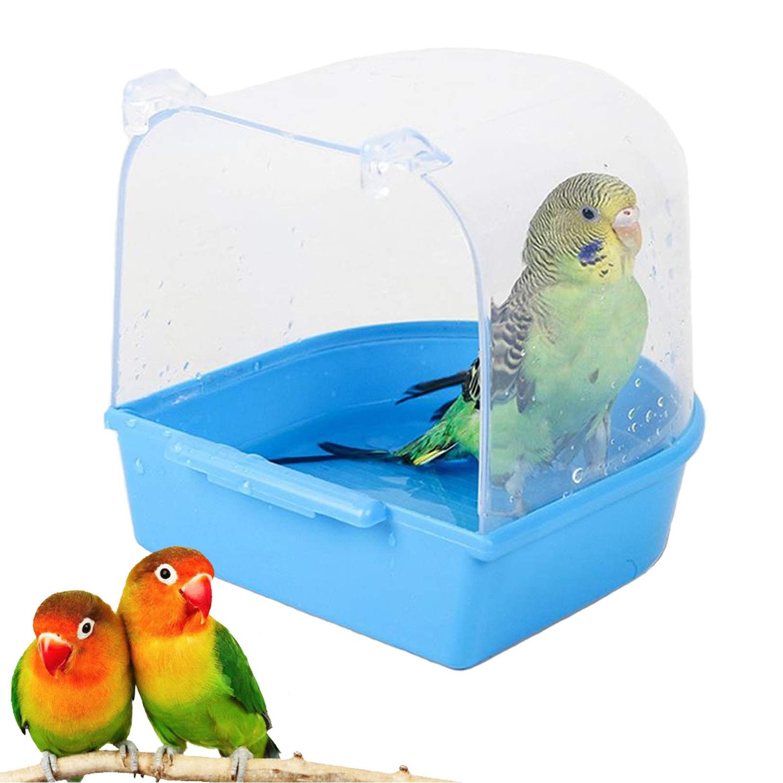 kathson Polyvinyl Chloride Parrot Bath Box Bird Cage Accessory Supplies Bathing Tub For Pet Birds, Canary Budgies Parrot, Ran