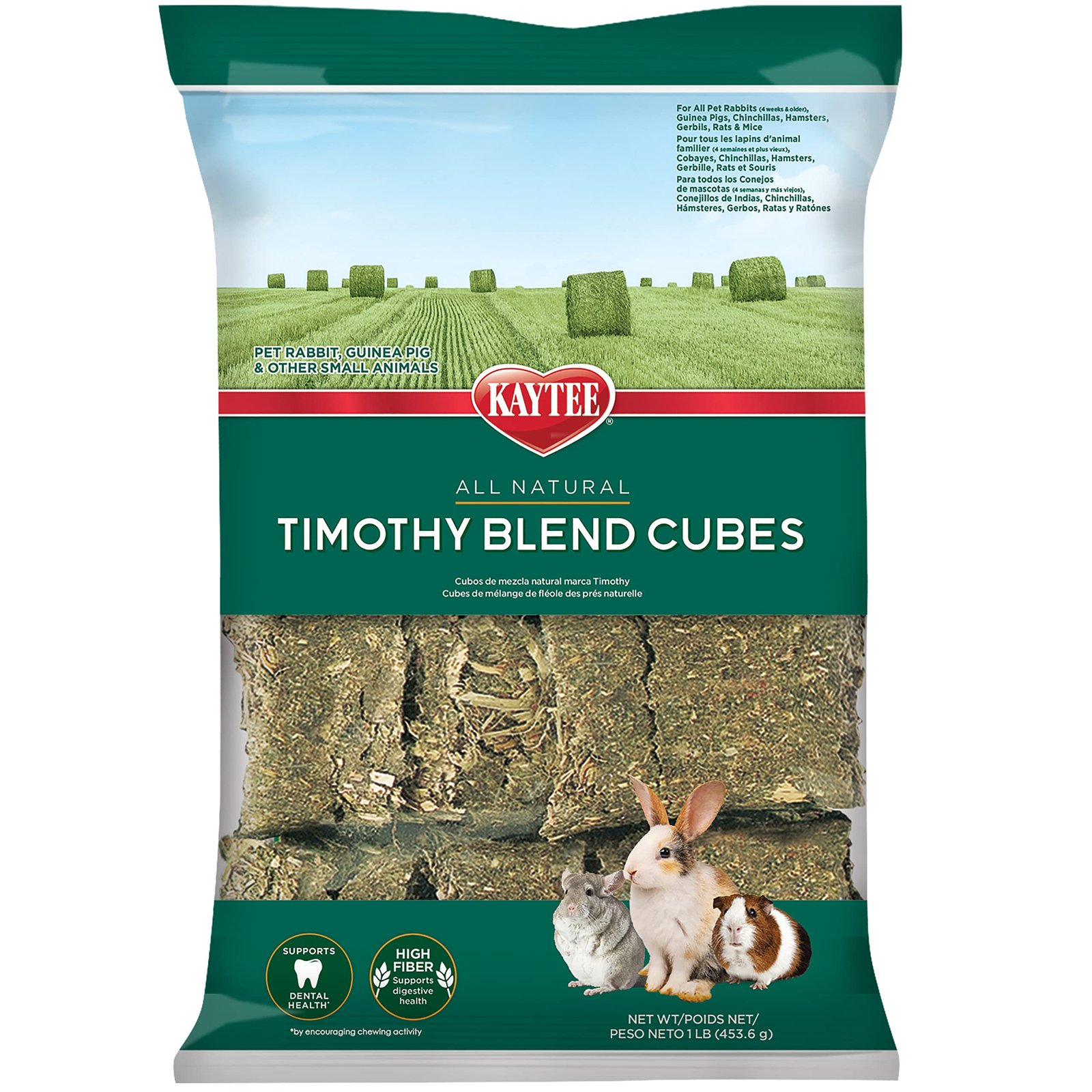 Kaytee Timothy Hay Blend Cubes for Pet Rabbits, Guinea Pigs, Chinchillas, and Other Small Animals, 1lb