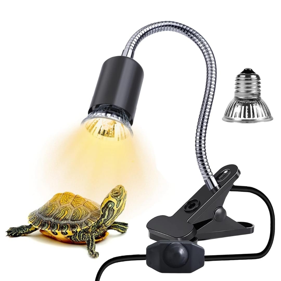 KILLERWHALE E27 Base Reptile Heat Lamp, 25W UVA | UVB Turtle Basking Light With Holder & 1 Bulb Full Spectrum Sun Lamp for Te