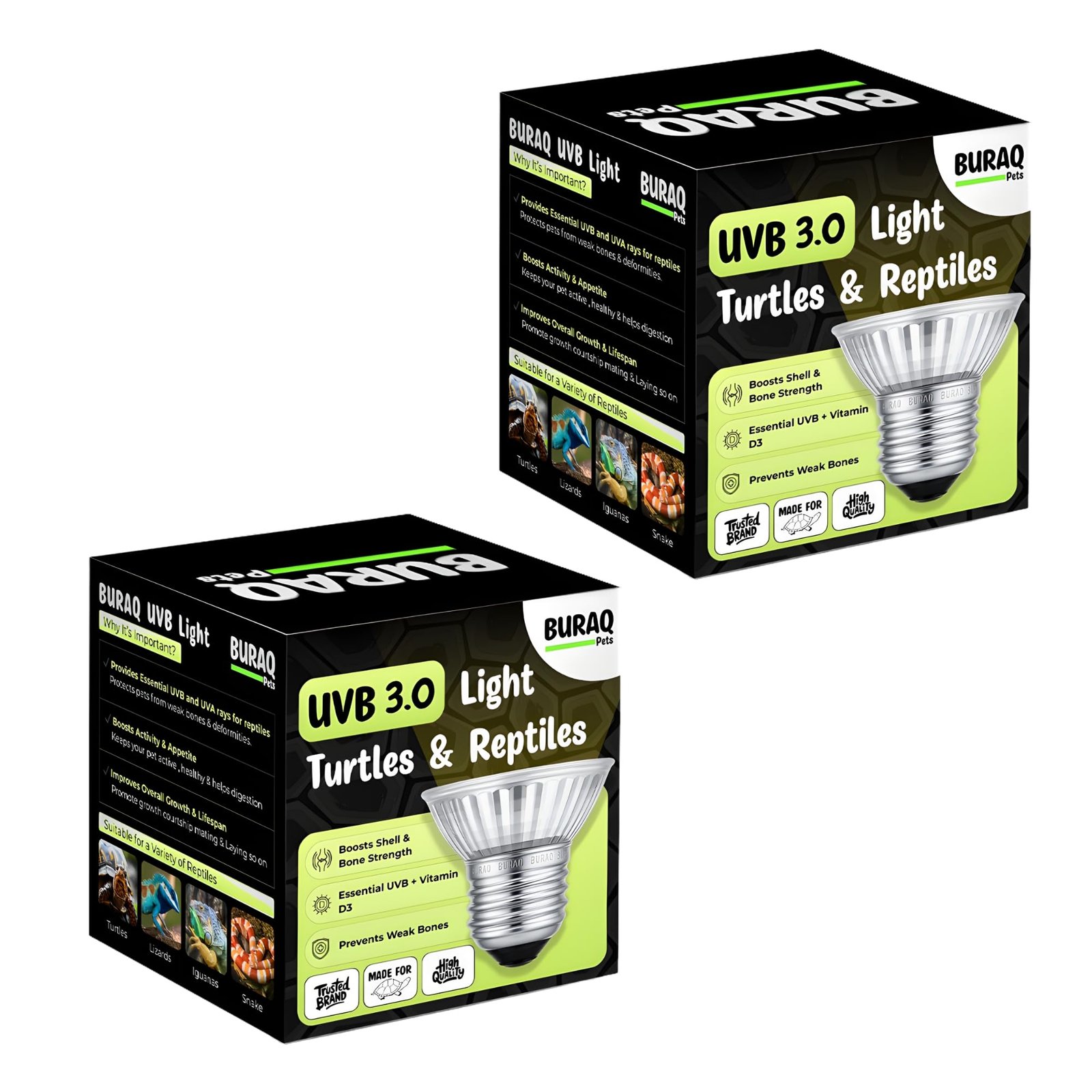 KILLERWHALE UVB Heat Lamp Combo for Turtles, Lizards & Tortoises 2 * 50W
