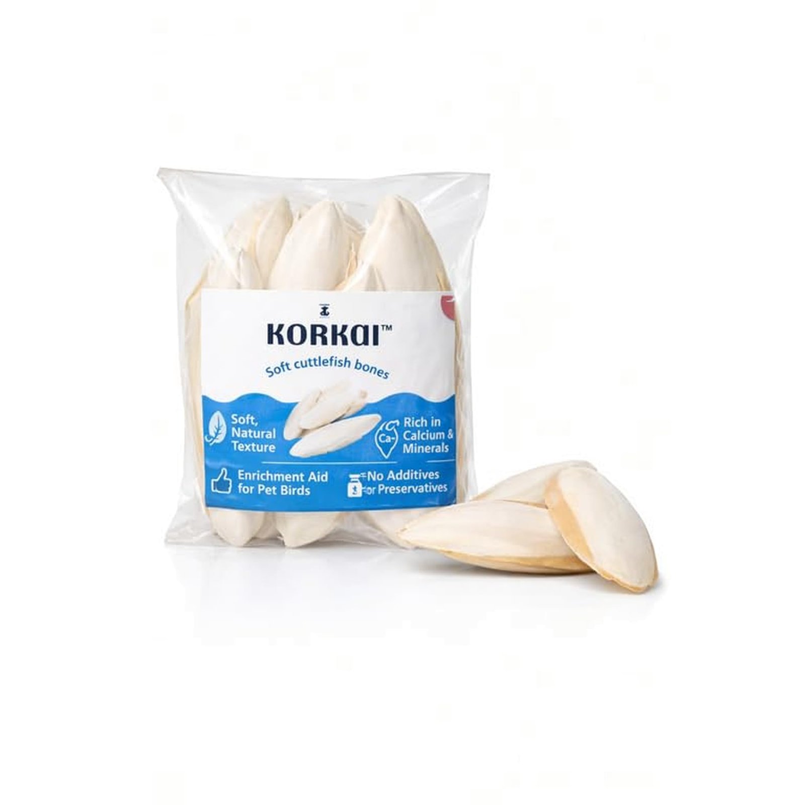 KORKAI Cuttlefish Bones for Birds Calcium CUTTLEBONES for Birds,Budgies, Lovebirds, Cockatiels, African Grey, Macaws & Parrot
