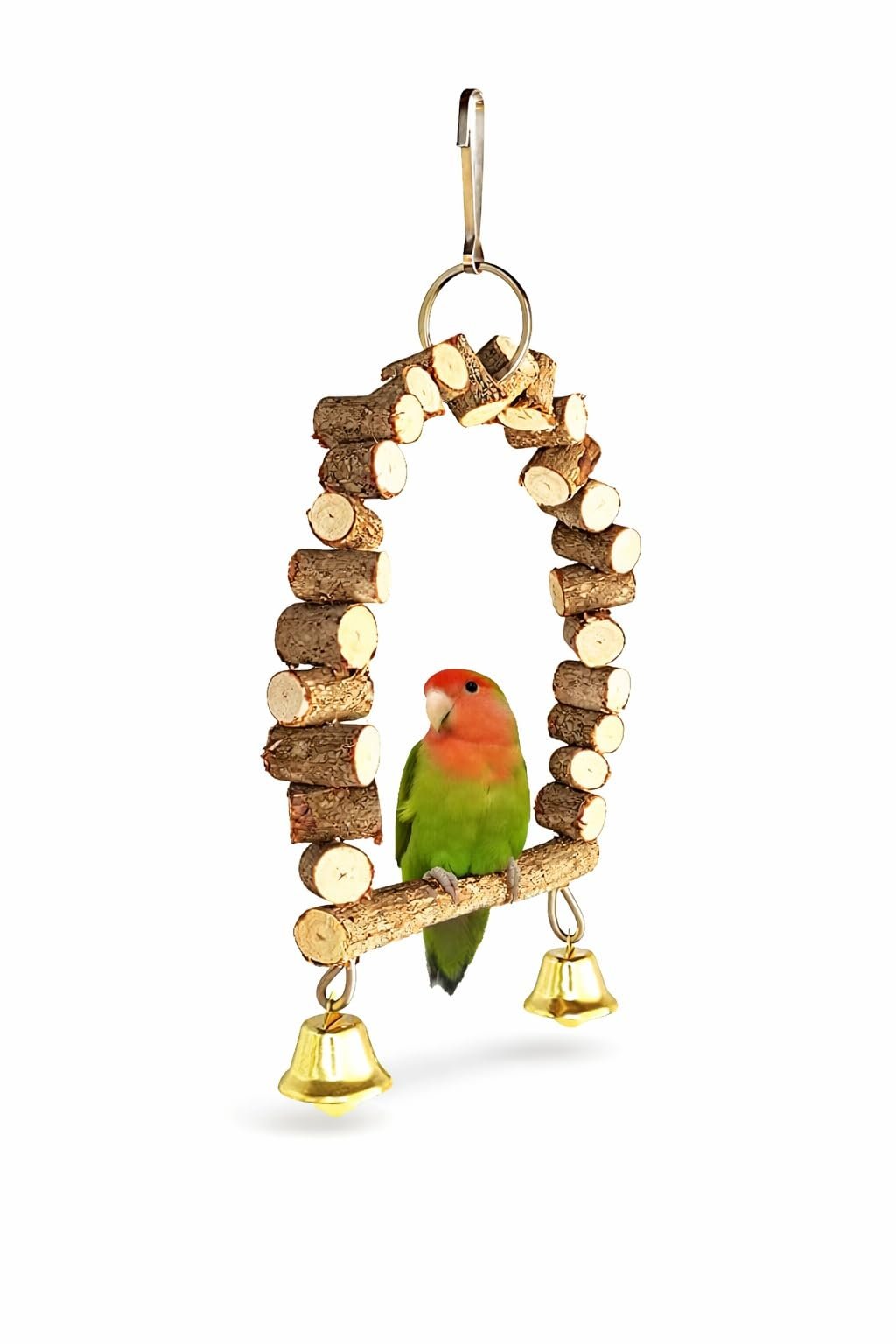 KSK Natural Wooden Bird Ladder Swing for Cage – Climbing Toy for Budgies, Lovebirds, Cockatiels & Small/Medium Parrots | Chew