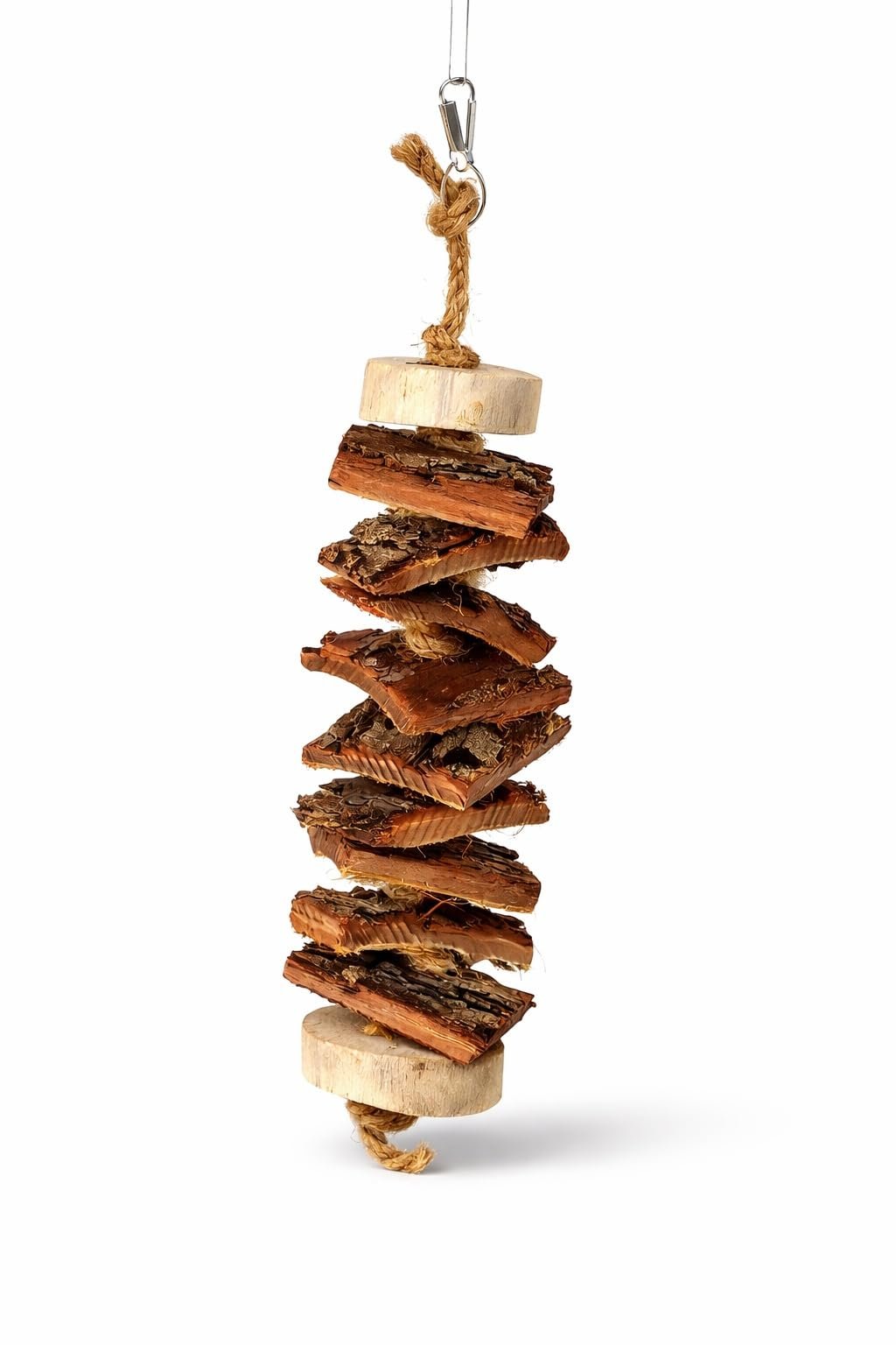 KSK Natural Wooden Parrot Toy – Hanging Chew & Pecking Perch for Cockatiel, Budgie, Lovebird & Small Birds | Cage Activity &