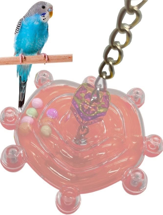KUTKUT Conure Rotating Wheel Toy Parakeet Spinning Toys Parrot Rattle Toys Bird Hanging Toys Bird Cage Accessories for Small,