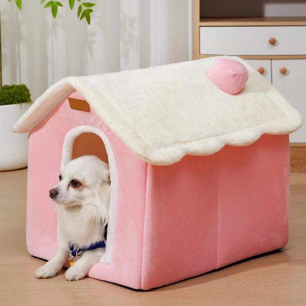 Labauxite Dog House Indoor Memory Sponge, Foldable Dog House Kennel Bed Mat with Cushion for Small Medium Large Dogs Cats, Wi