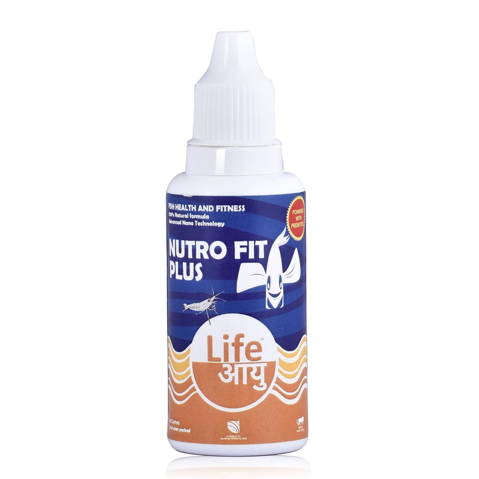 Life Aayuh NutroFit Plus 20ml Ayurvedic Fish Food Supplement for Freshwater & Marine Fish Shrimp-Safe Formula for Immunity, D