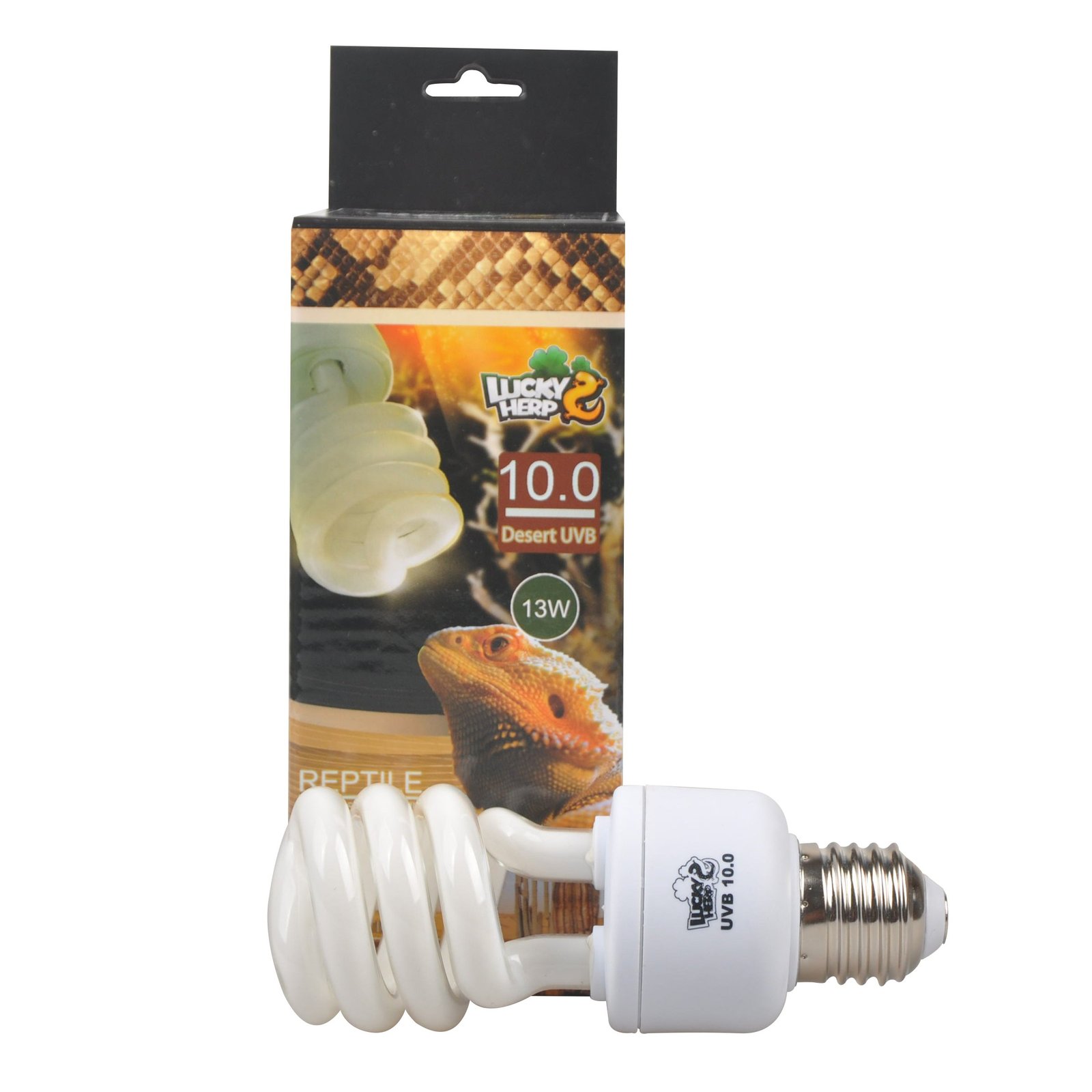LUCKY HERP 10.0 UVB Fluorescent Desert Terrarium Lamp,Reptile UB Bulb Light,Compact Bulb (13 Watt)