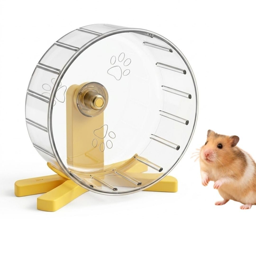 Luxeeva® Hamster Wheel Large 12cm (4.7in) - Silent Spinner with Stand - Solid Surface Hamster Toys & Accessories for Dwarf Ha