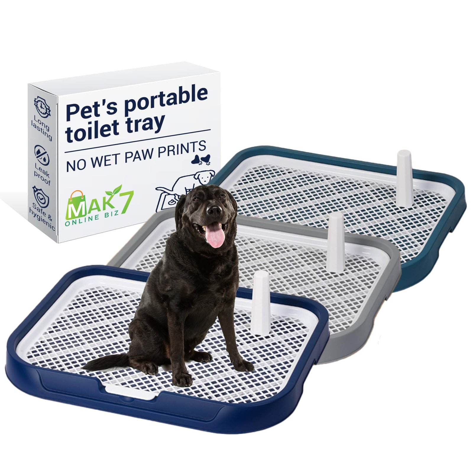 MAK7 Pets Portable Toilet Tray | Dog Poop Tray | Pee Pads for Dogs Holder | Indoor Mesh Toilet for Puppy Poop Training | Mess