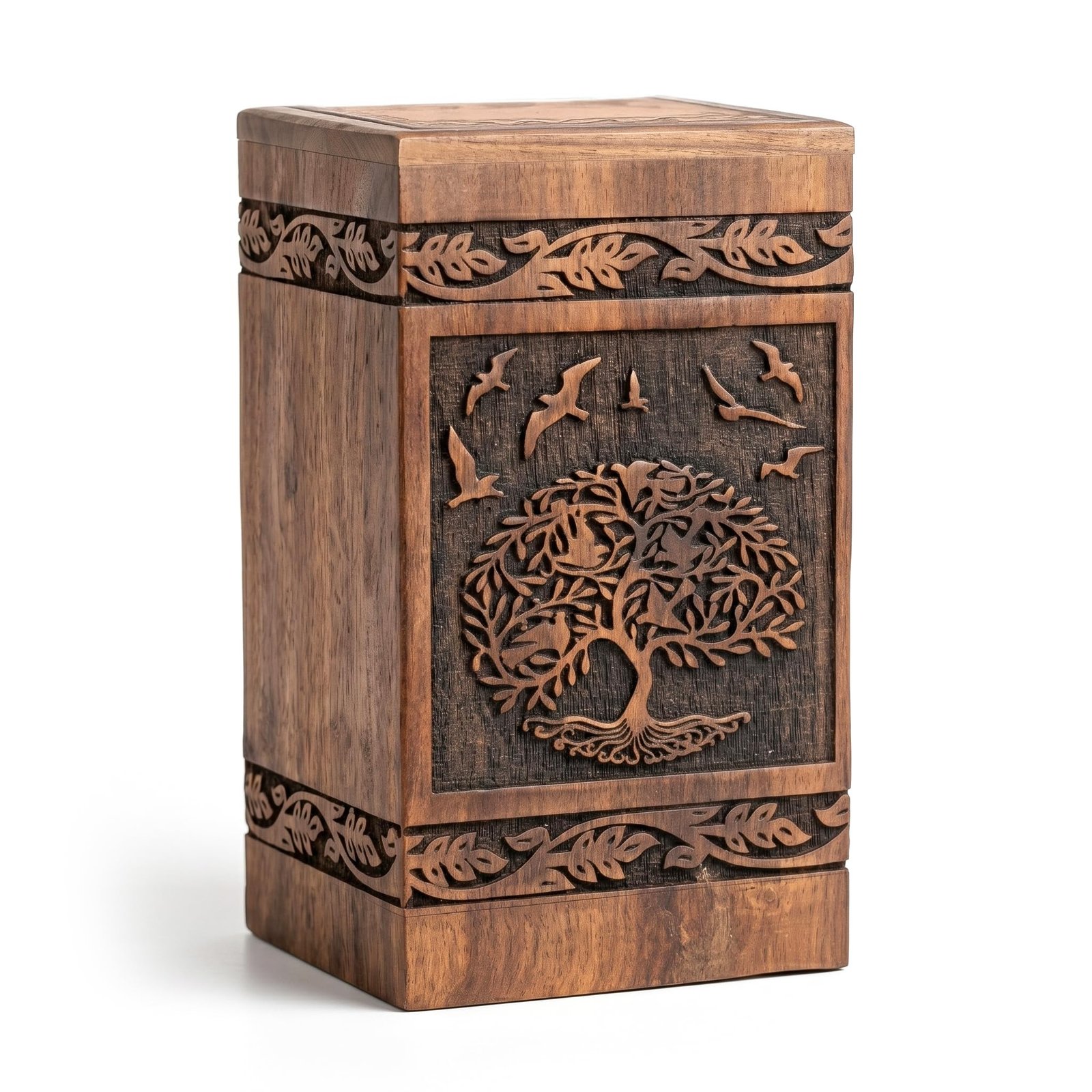 Mars Exports Wooden Cremation Urns Box for Human Ashes, Memorial Keepsake Boxes for Adults, Male/Female,Child, Pets Dog Cat W