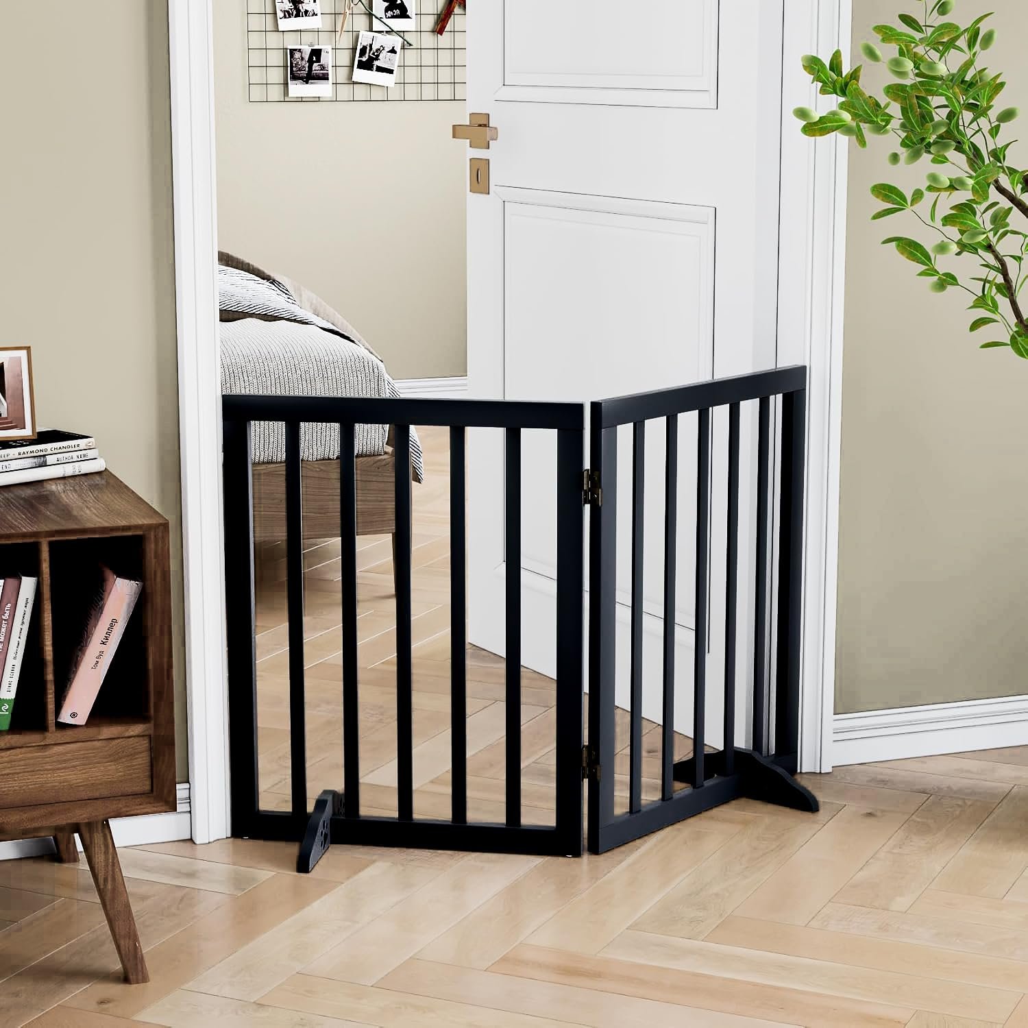 MENIFY | Wooden Freestanding Foldable Pet Gate for Dogs, Over Fence, Dog Partition for Your pet and Baby Protection (2-Panel