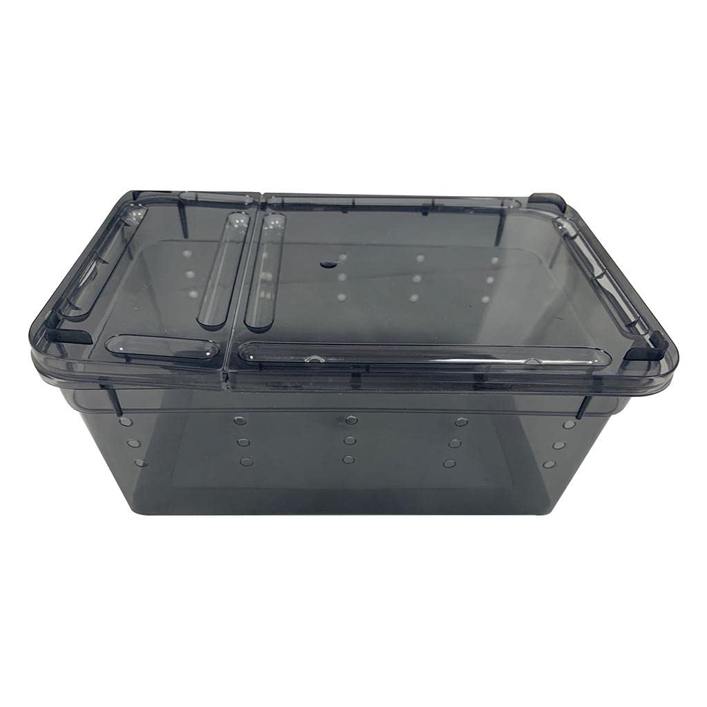 MERISHOPP Reptile Spider Breeding Box Transport Case Feeding Hatching Tank Black