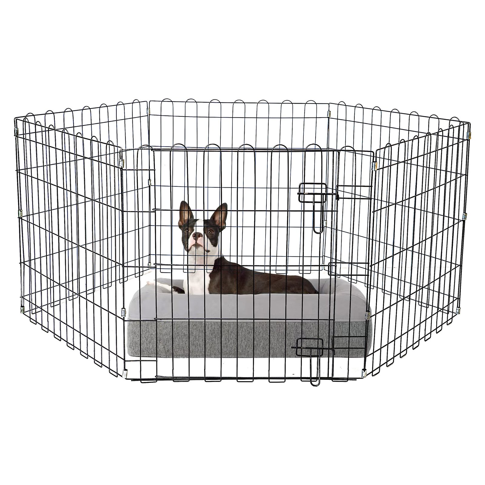 MidWest Homes for Pets Foldable Metal Pet Dog Exercise Fence Pen with Gate - 60 X 60 X 24 Inches, Suitable for All Types of S