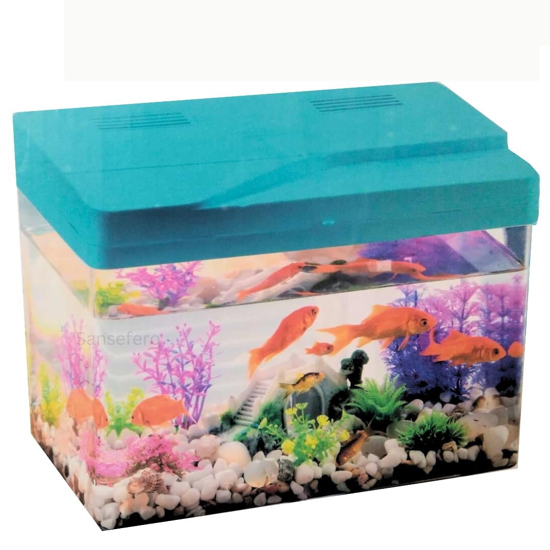 Mini Fish Tank Aquarium (TP-33) 4K Transparency Moulded Fashion Aquarium Included with Filter & Light Suitable for Home Decor