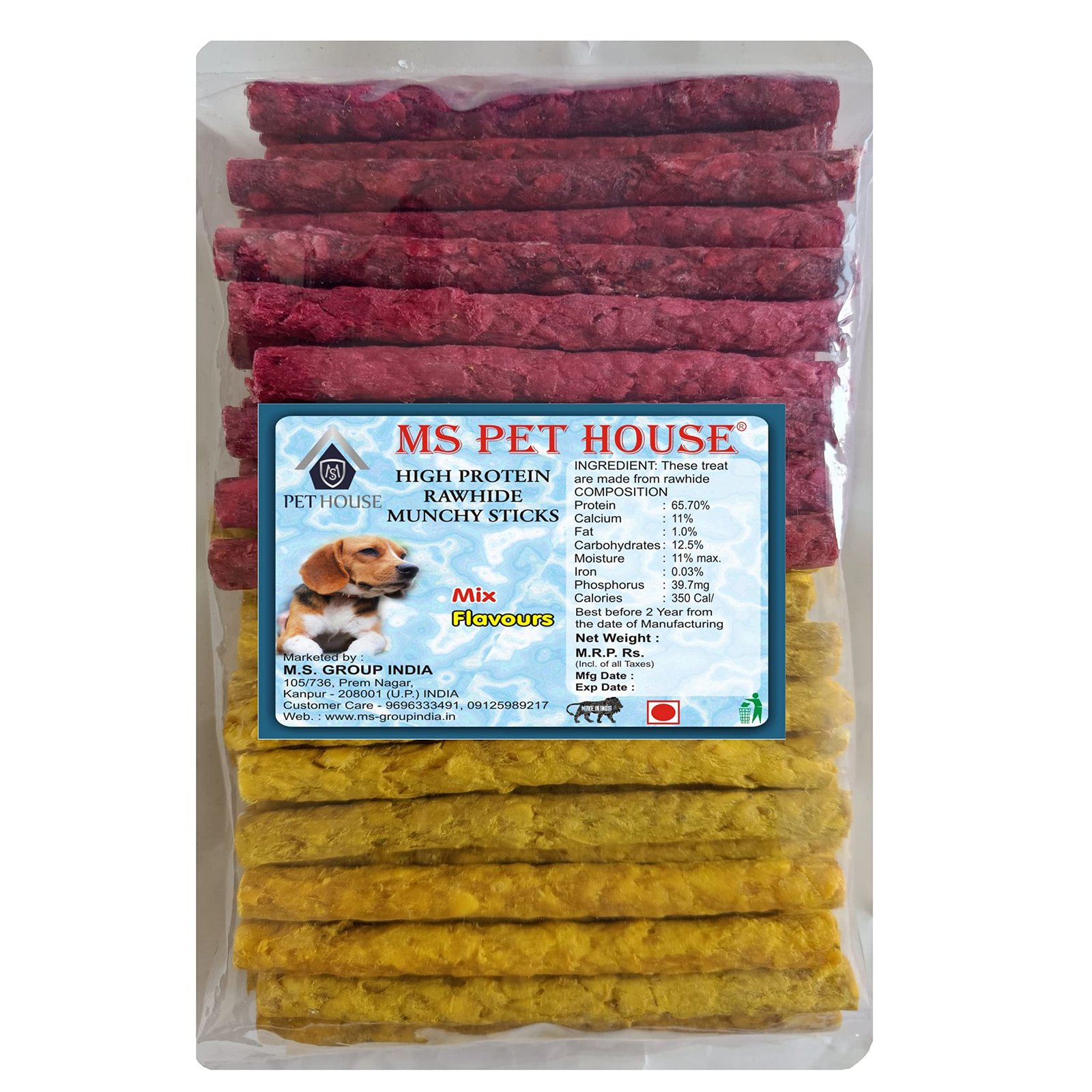 MS PET HOUSE Dog Chew Sticks Munchy Stick Mix Flavours 900 Gram Dogs Snacks, Treats (450G Chicken Flavor and 450G Mutton Flav