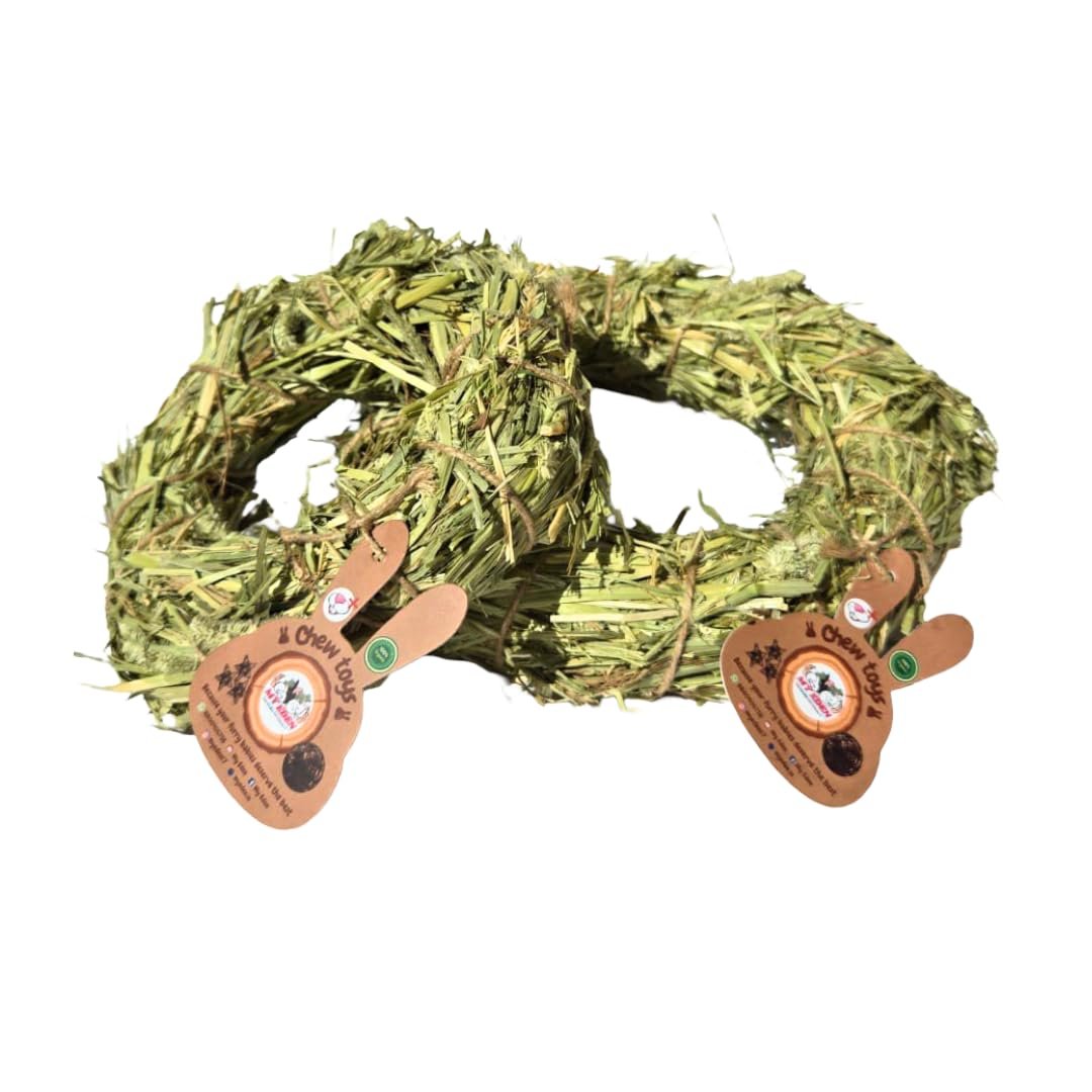 MY EDEN 100% Natural Timothy Hay Rings (Pack of 2) – Organic Handmade Chew Toy for Rabbits and Small Animals