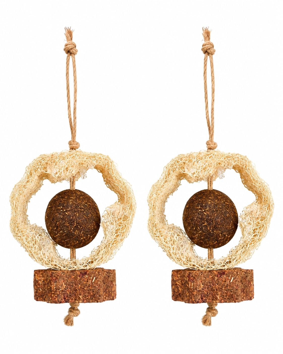 MY EDEN Lufa Toy for Rabbits, Guinea Pigs, Hamster – Pack of 2 | Treat Dispensing, Loofa Material