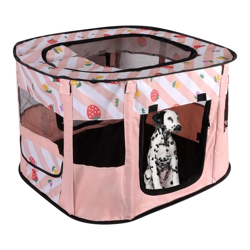 NARAYANMUNI Pet Tent- 1pc Portable Folding Pet Tent Oxford Cloth Small Octagonal Outdoor Fence Dog Cat Mesh House Cage 85 * 6