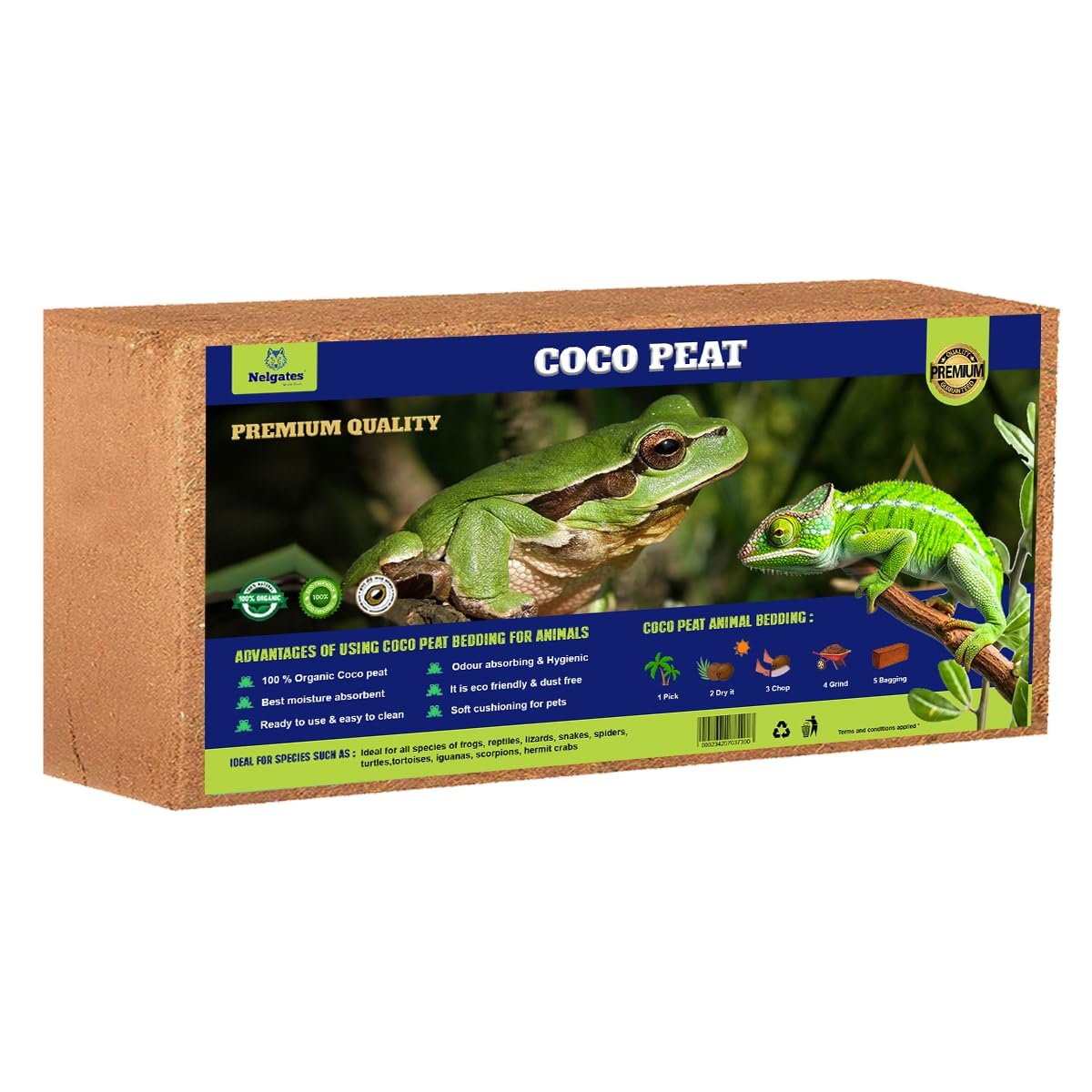 Nelgates Coco peat for Animal Bedding | Reptiles Small Animals Tortoise Python Frog Snake Chicken Rabbit Birds | pet Products