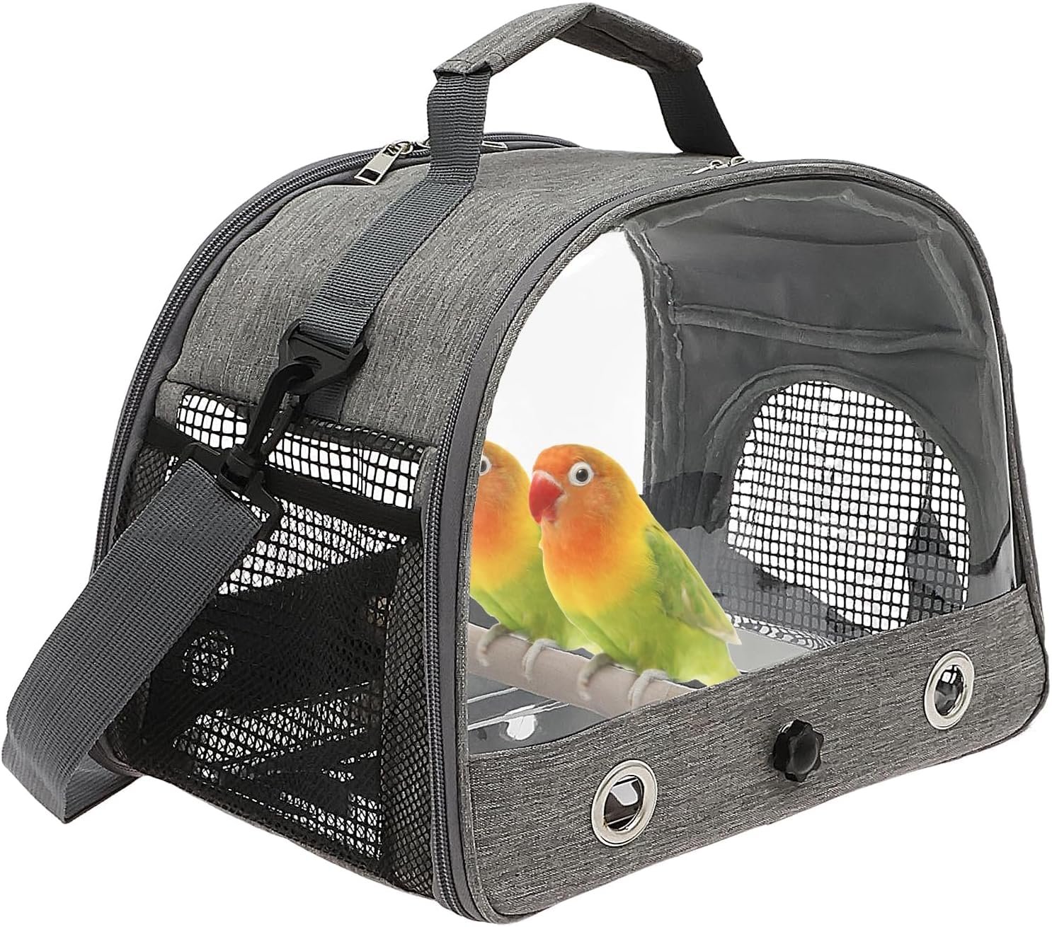 NIHUIFDPY Portable Bird Carrier Travel Cage with Perch & Clean Tray, Breathable Clear Window Small Parrot Travel Bag for Para