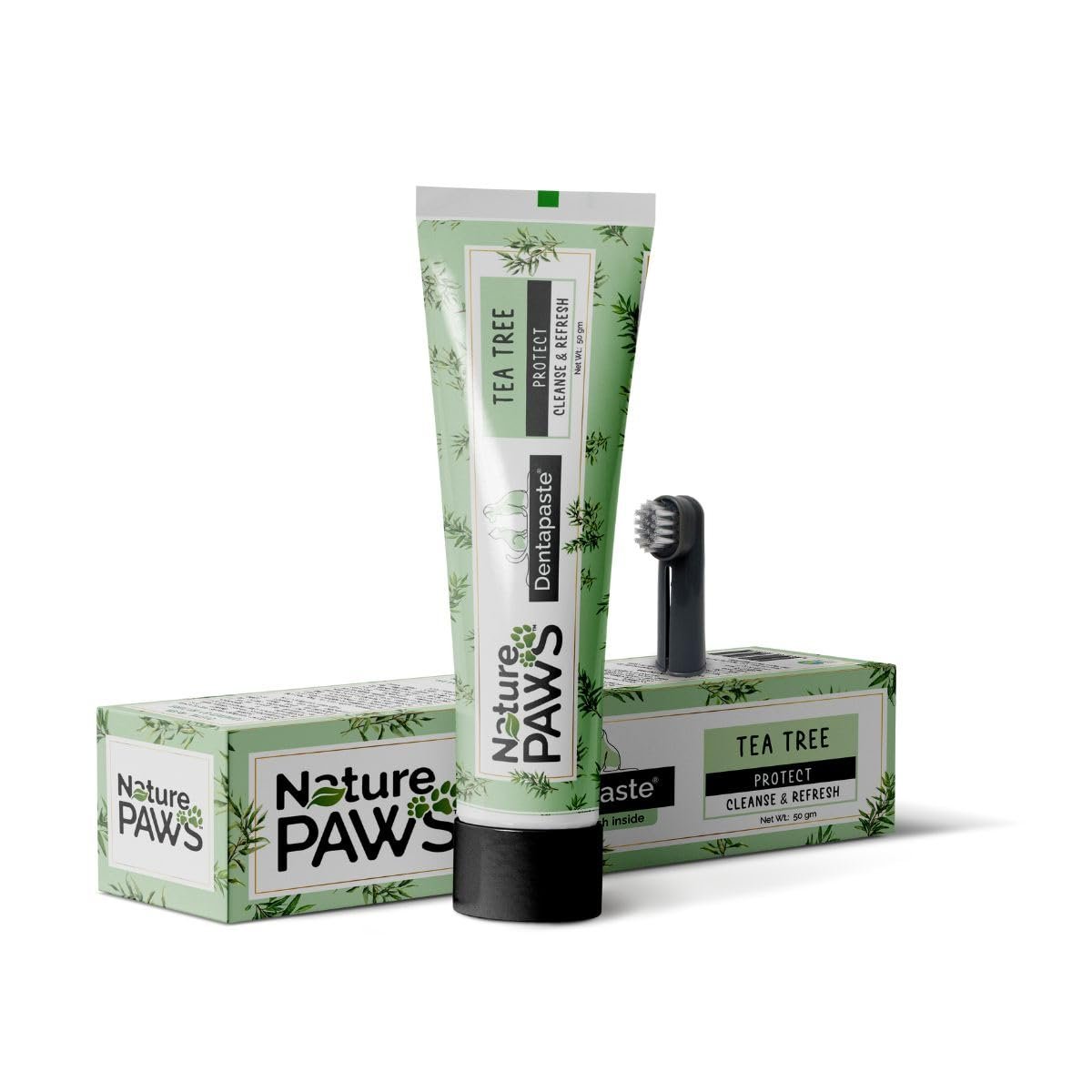 Orange Pet Nutrition Naturepaws Tea Tree Oil Dental Care Dentapaste for Dogs & Cats - 50gm Toothpaste with Brush - Fresh Brea