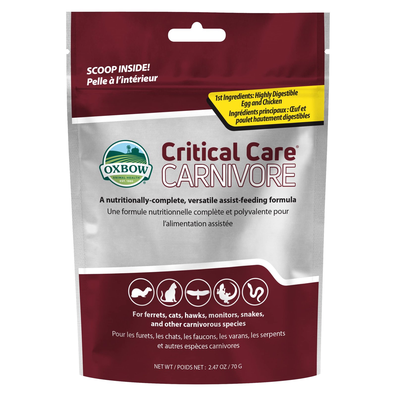 Oxbow Carnivore Care Pet Supplement, 2.5-Ounce | High-Calorie, Assist Feeding Formula, Whole Egg, Dried Chicken, Cats, Ferret