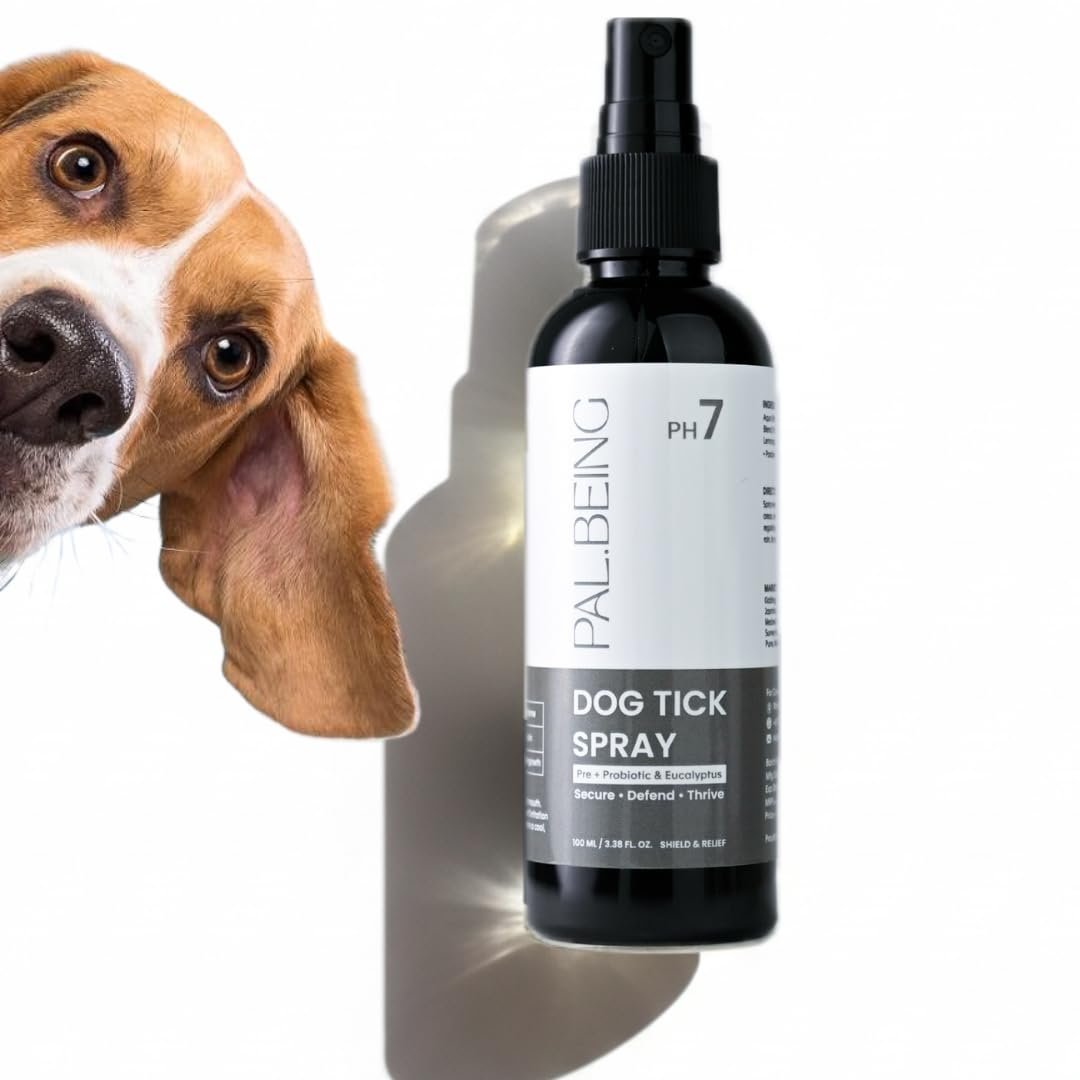 PAL.BEING Dog Tick & Flea Spray for Dogs | Natural Grooming Spray with Pre + Probiotics, Eucalyptus, Lemongrass, Karanj & Tul