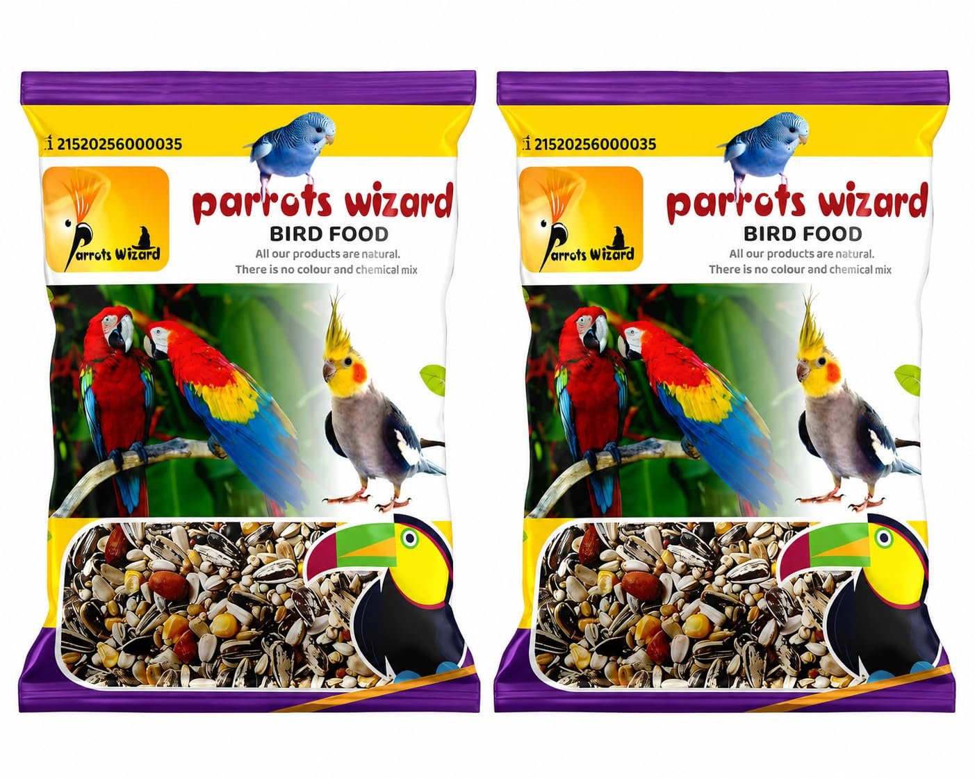 Parrots Wizard Ringneck & Alexandrine Parrot Food Seed Mix | Bird Food for Indian Ringneck, Alexandrine, African Grey, Macaw,