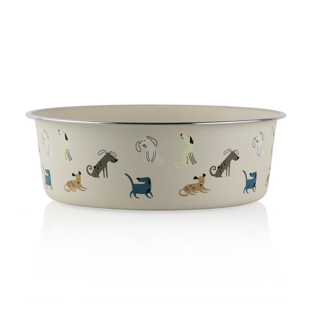 PAWPOURRI Anti-Skid Stainless Steel Food Feeding Cartoon Dog Print Bowl For Dogs,Puppies,Cats|Stainless Steel, Rubber Base, A