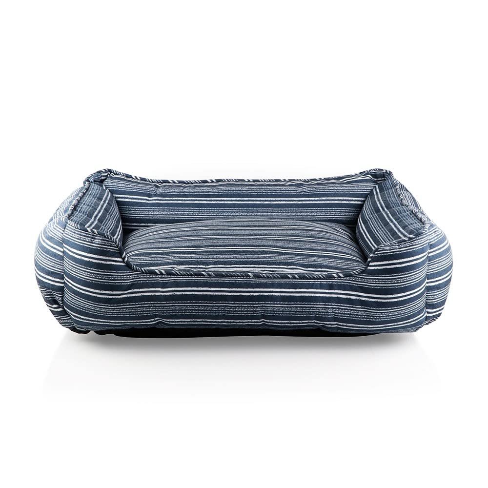 PAWPOURRI Blue Striped Cuddler Pet Bed for Small Dogs, Cozy Cuddler, Polyfibre Filling |100% Cotton | Breathable & Durable| W