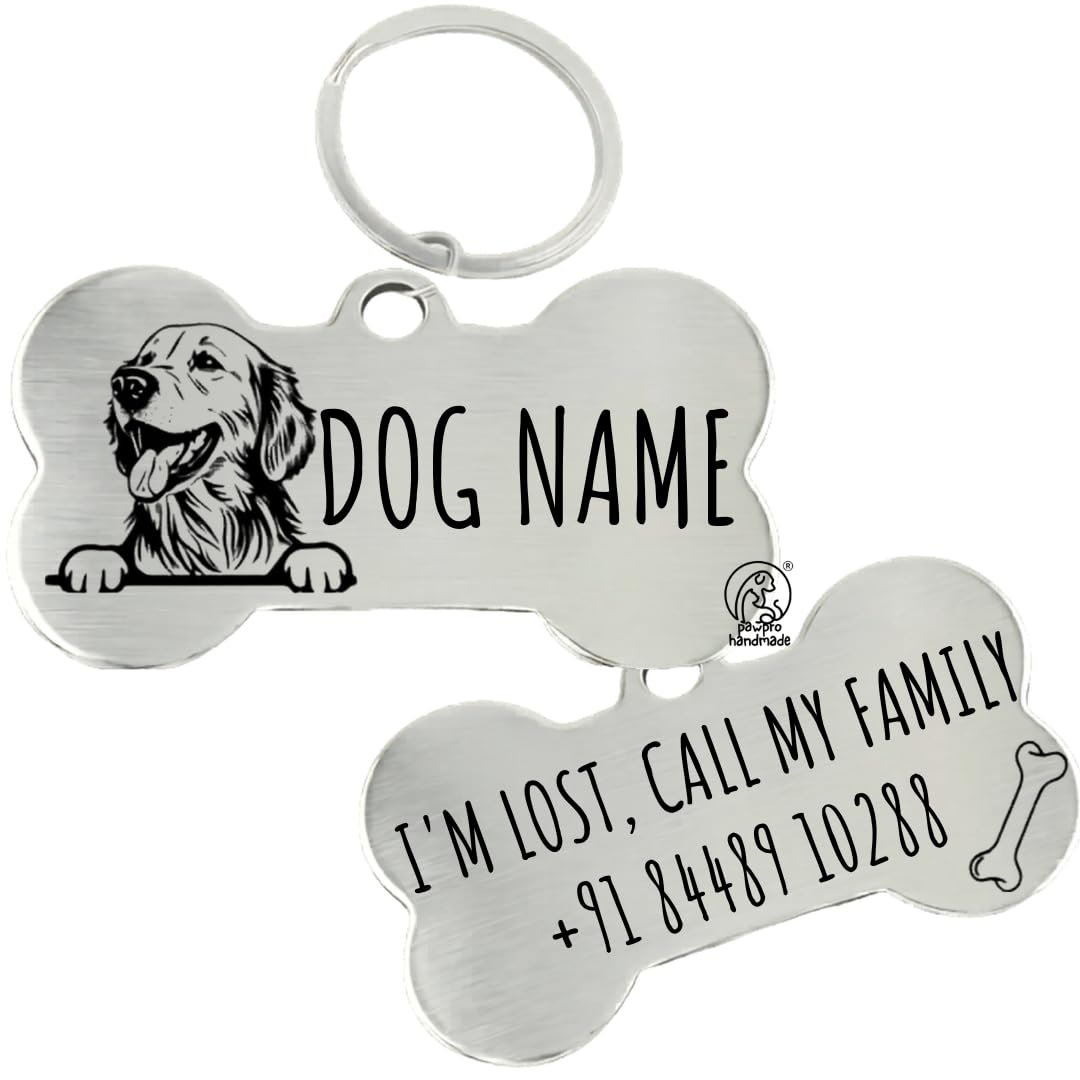 PAWPRO HANDMADE Customized Pet ID Tag Personalize Black Engraved Name Collar Tag with Breed face for Your Loving Pet Dog, Cat