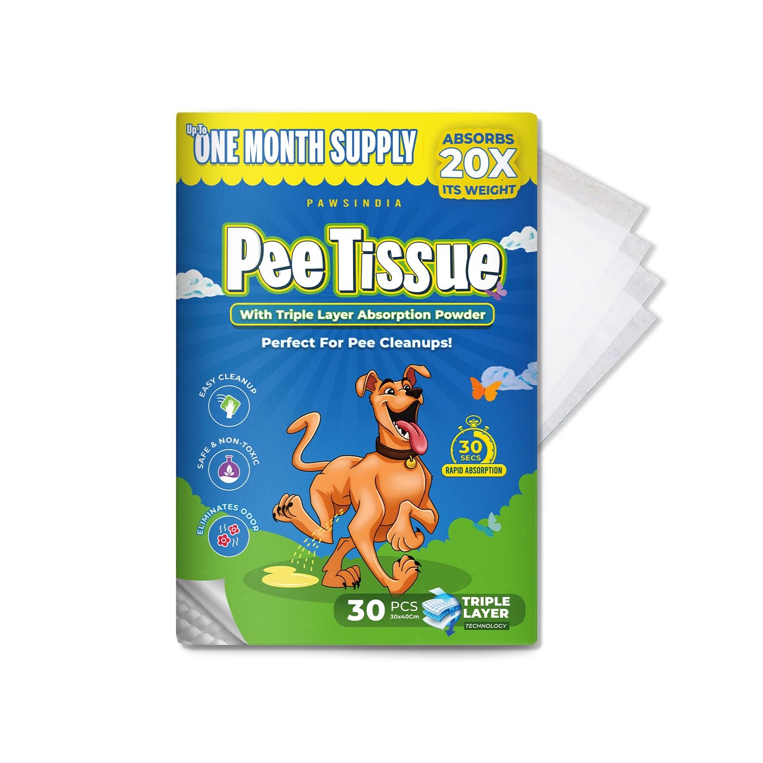 Pawsindia Pet Training Pads | Pee & Potty Pads for Puppy & Dog | Pee Mat for Dogs | Leak-Proof Quick Dry Design | Heavy Duty