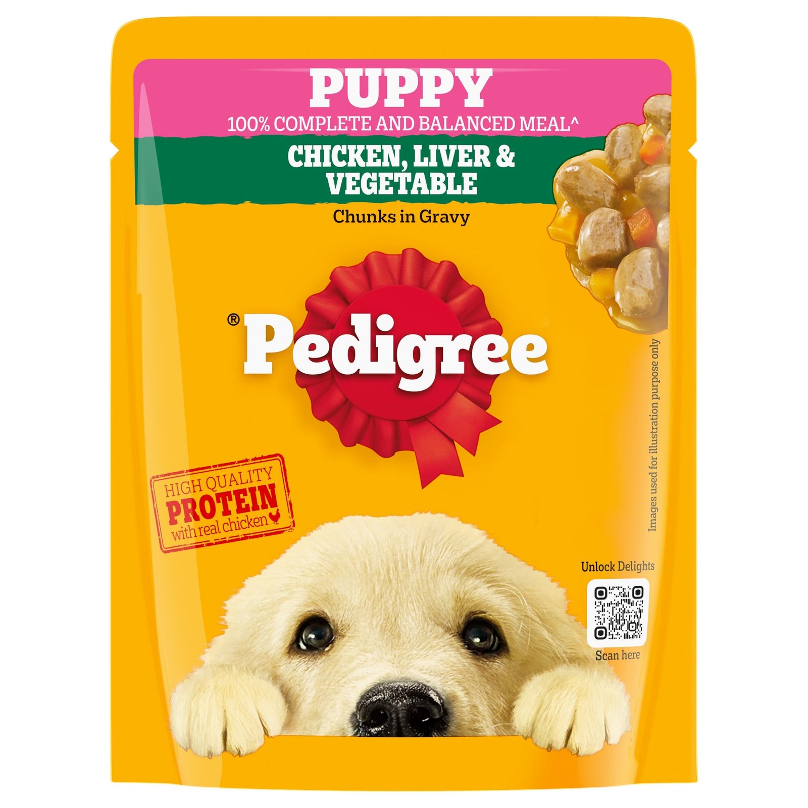 Pedigree Puppy Wet Dog Food, Chicken, Liver & Vegetable Chunks in Gravy, 70 g, Complete & Balanced Nutrition for Puppies