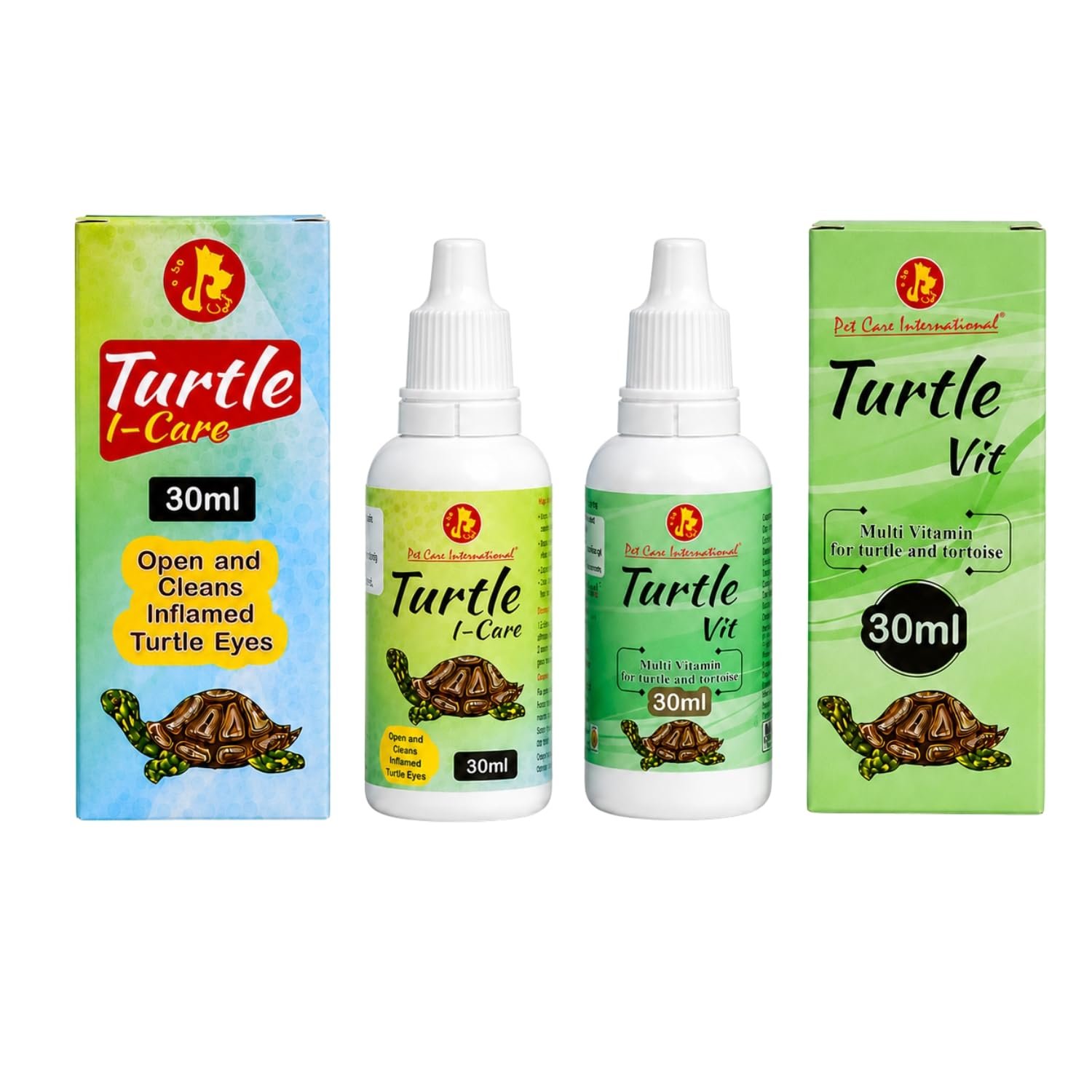 Pet Care International (PCI) Turtle i-Care & Turtle VIT Drop for Swollen, Inflamed, Infected Eye & for Essential Vitamins and