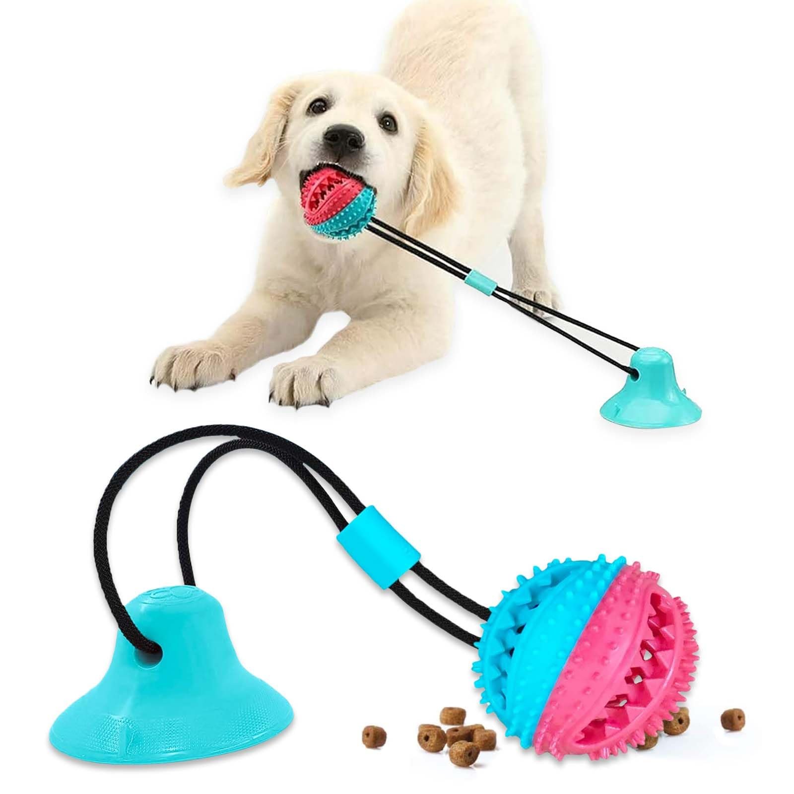 Pet Central Interactive Dog Toys – Suction Cup Dog Chew Toy for Aggressive Chewers – Treat Dispensing Squeaky Toy for Stimula