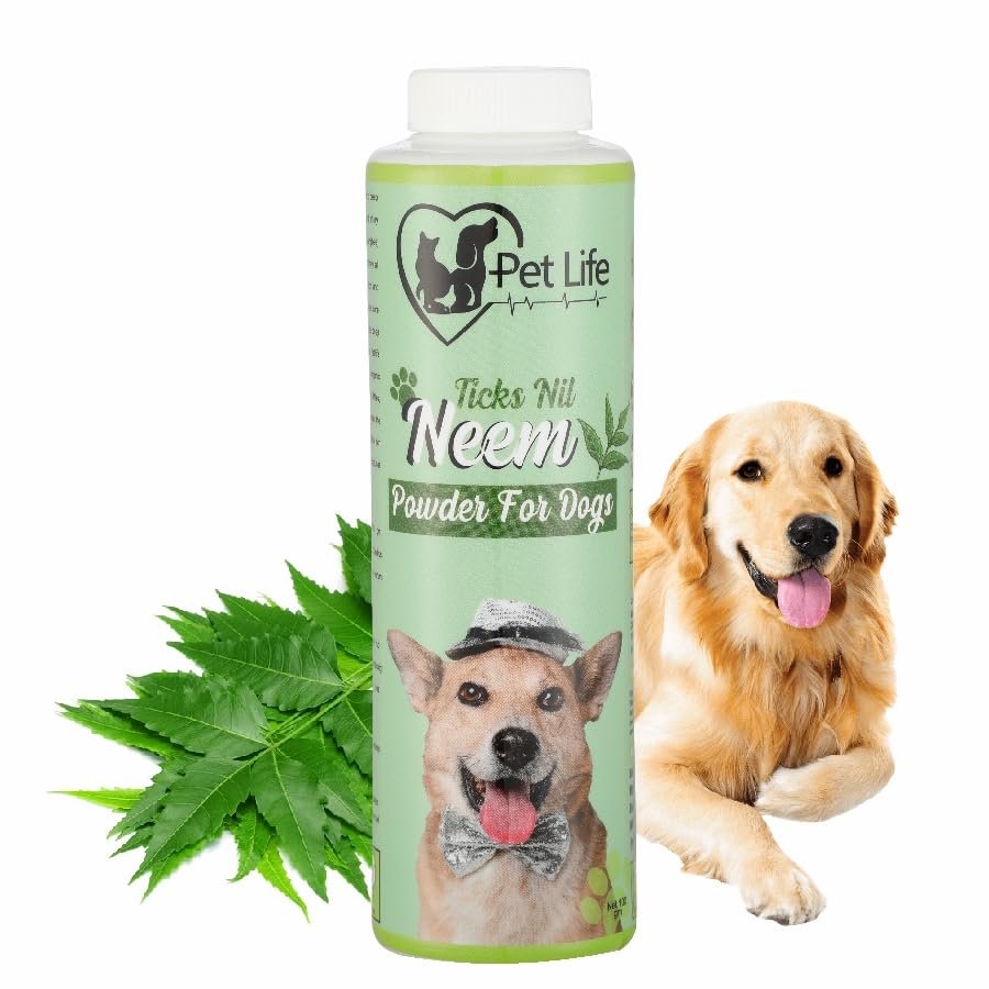 Pet Life Organic Flea & Tick Nil Neem Powder for Soft & Conditioned Coat | Dog Powder for Ticks and Fleas for All Dog Breed -