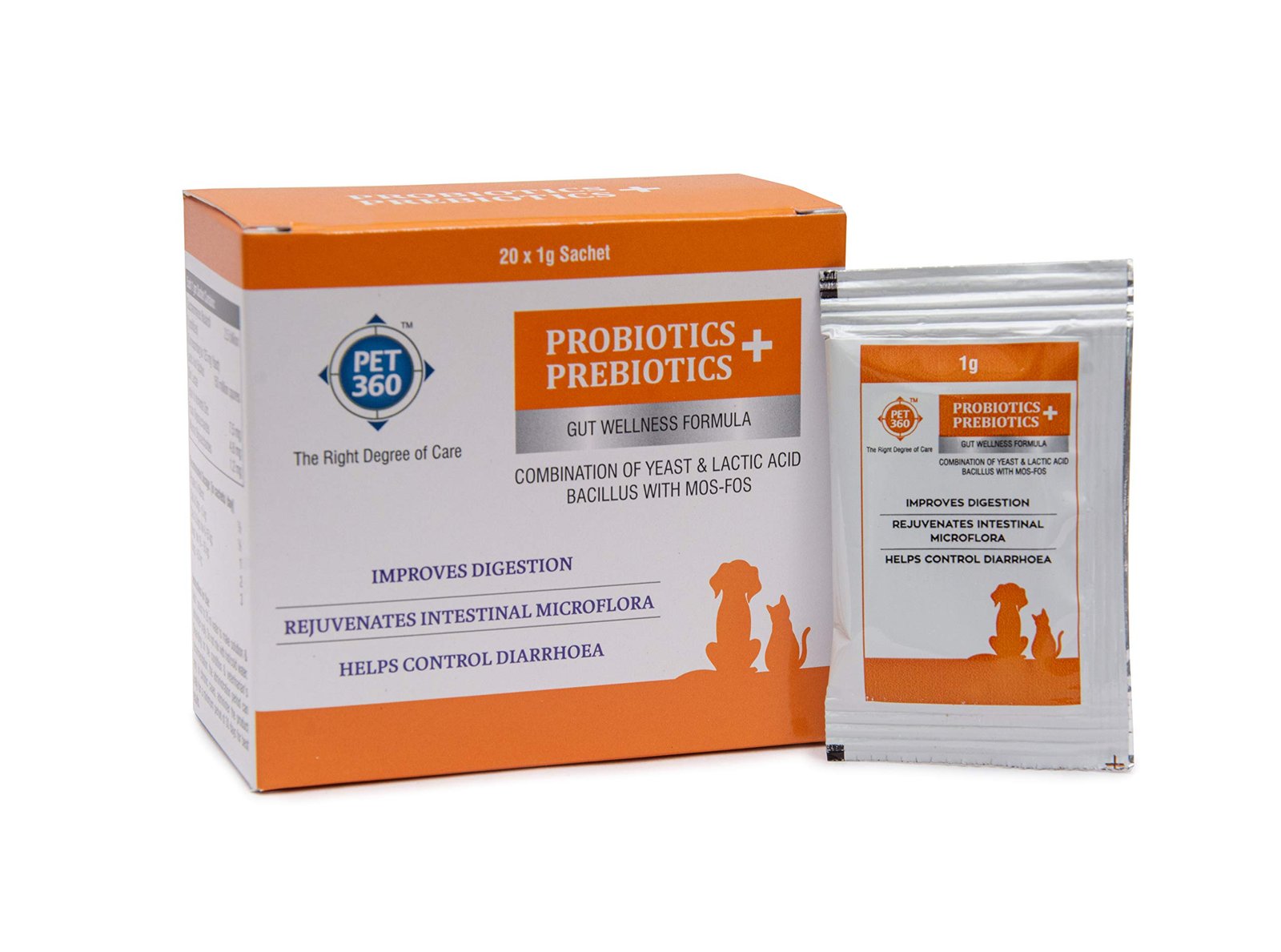 PET360 PROBIOTICS + PREBIOTICS Gut Wellness Formula for Dogs & Cats | Probiotic Supplement | Prevents Diarrhea & Indigestion