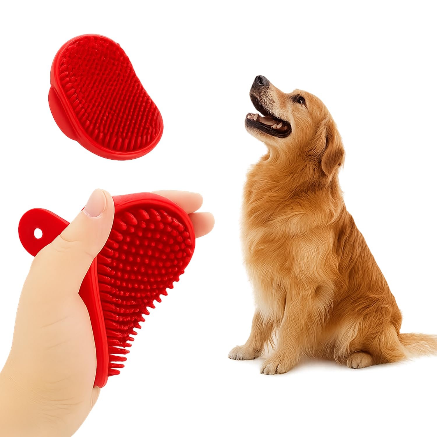 Petbabas Pet Grooming Brush | Soothing Massage Rubber Bath Comb | Shampoo Washing Shower Brush | Grooming Pet Glove with Adju