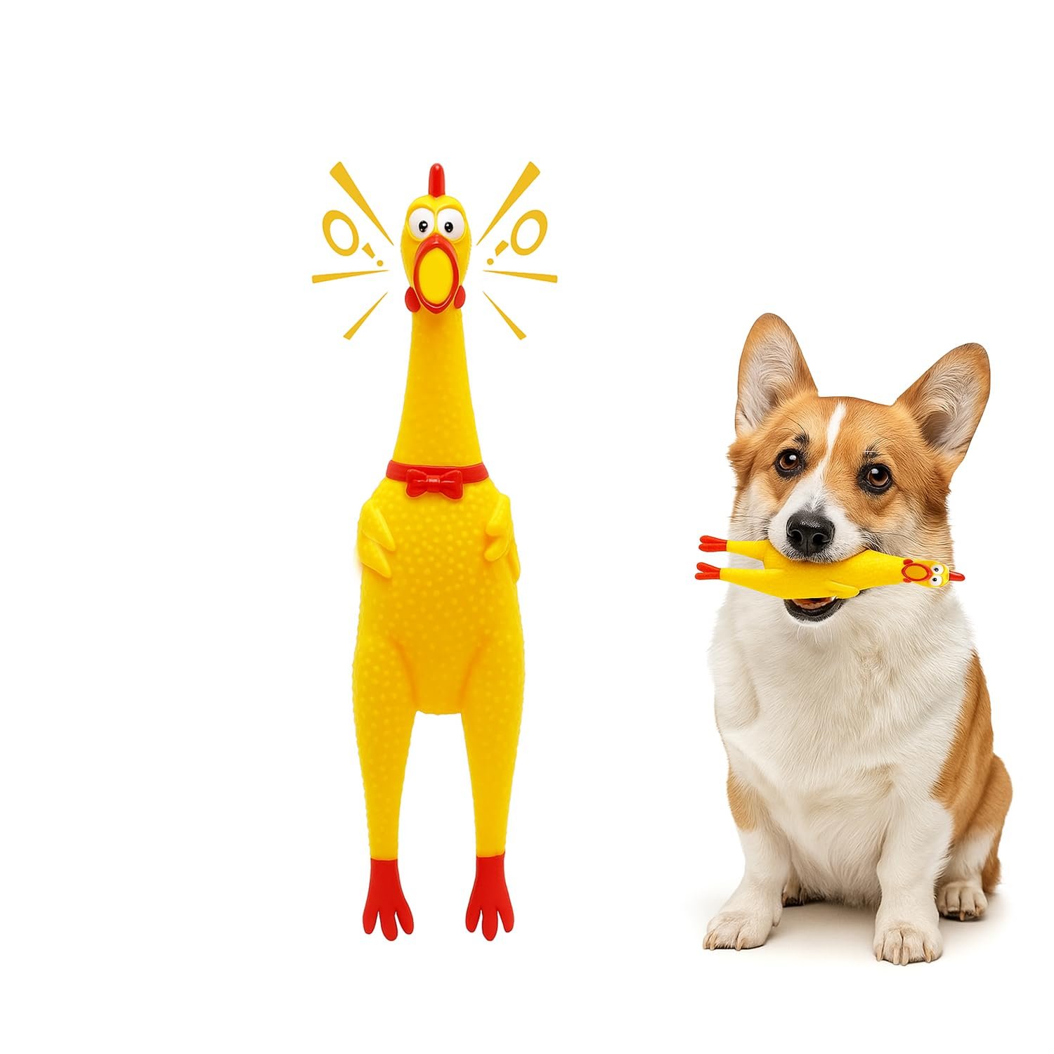 Petbabas Squeaky Rubber Chicken Dog Toy | Durable Funny Interactive Chew Toy | Loud Squeaky Sound and Stress Relief for Dogs